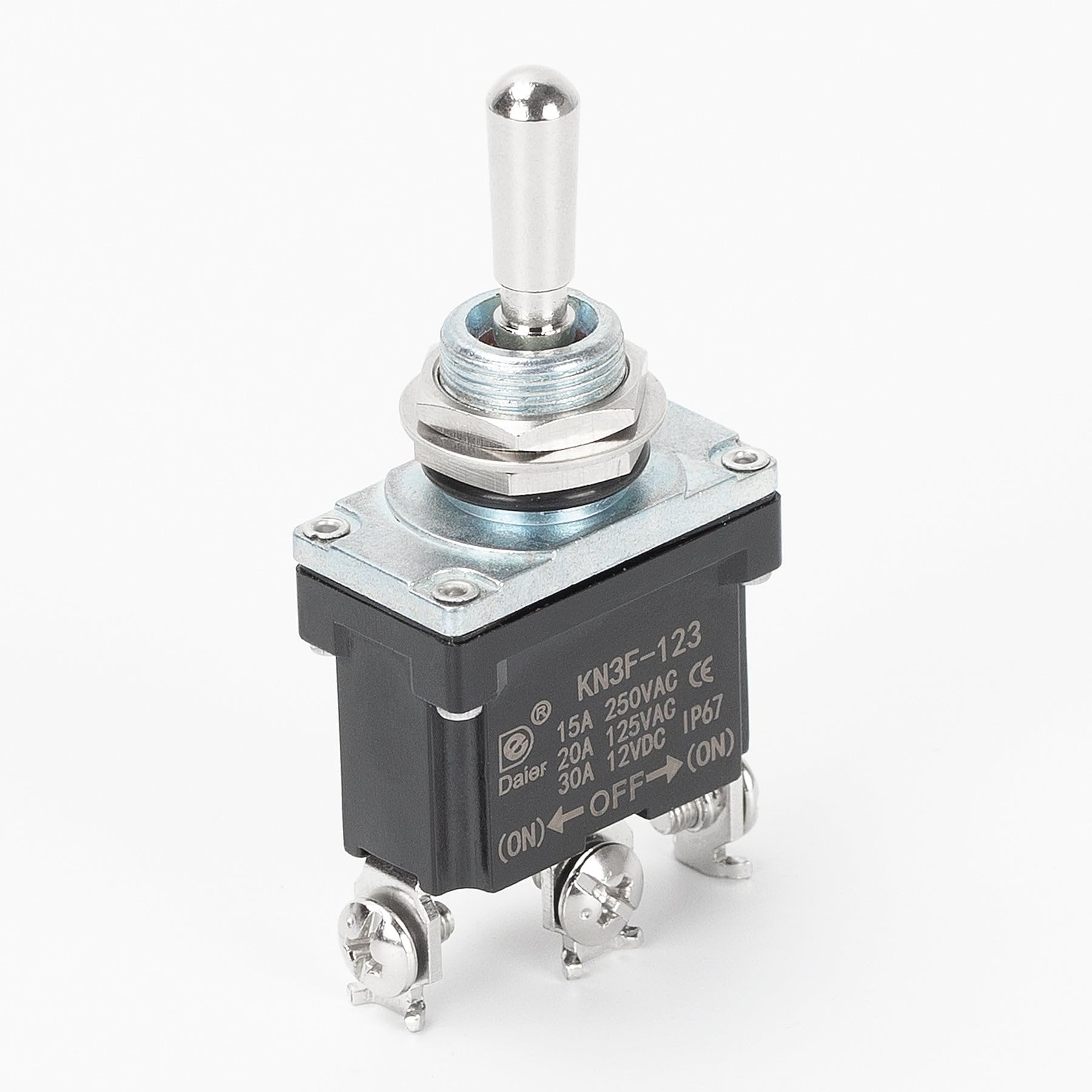 Interruptor basculante impermeable IP67 AC/DC momentáneo (ON)-OFF (EN) no encaja, 15 A 250 VAC, 30 A 12 V CC