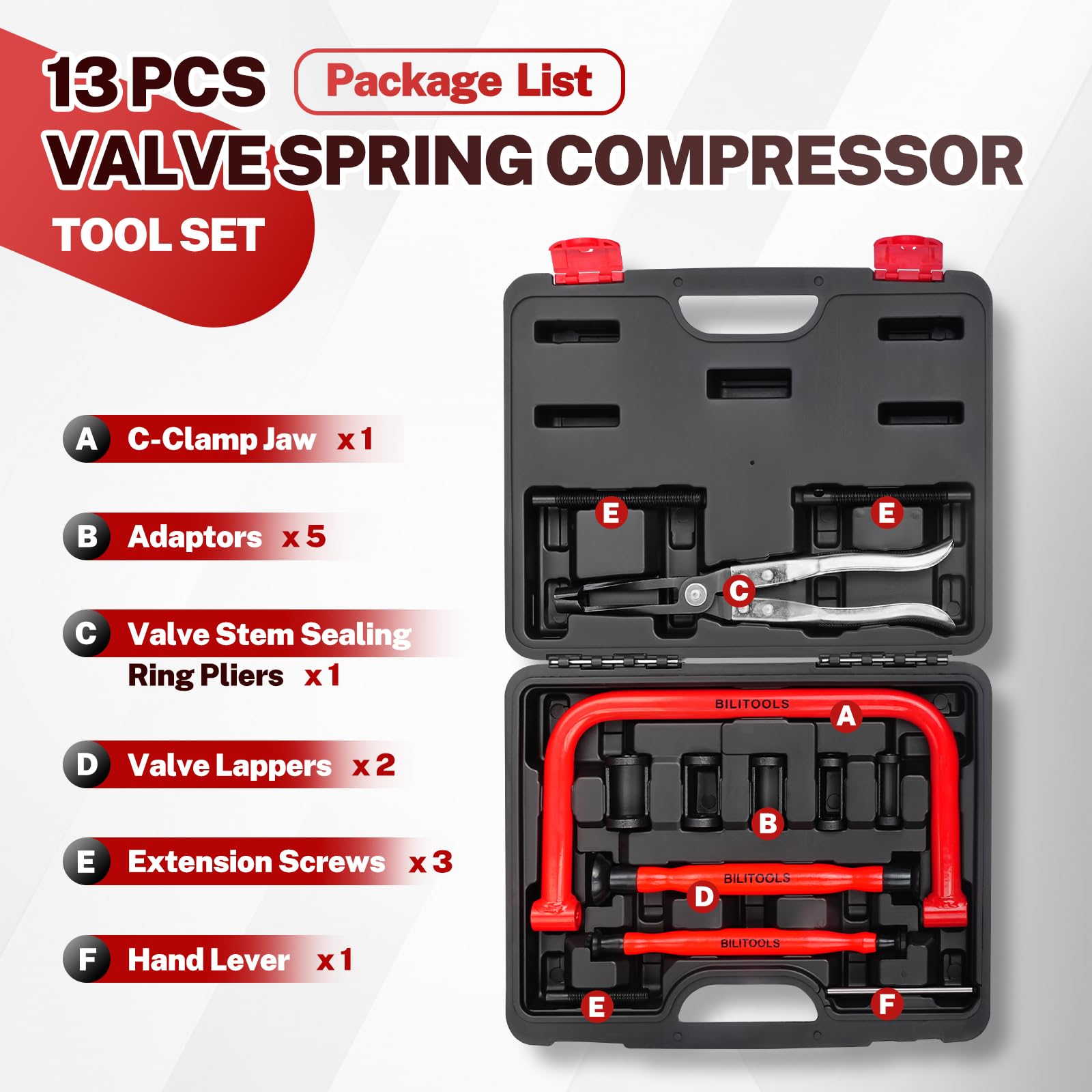 BILITOOLS Ventilfederspanner Set & Zylinderkopfständer Set – Komplett-Set für Motorwartung & Reparatur
