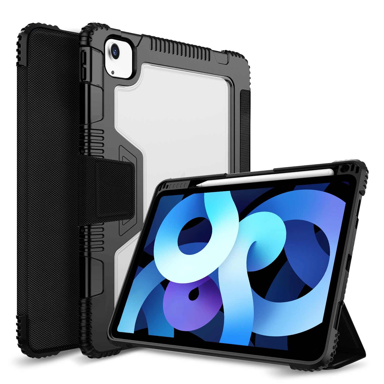 GRIPP Armor Rugged Protection Transparent Back Case for iPad Air 10.9" | iPad Air 11" | iPad Pro 11" with Shock Absorbing Bumper, Pencil Holder, Magnetic Closure & Auto Sleep/Wake Flip Cover - Black (B08PVPH62N) Amazon Price History, Amazon Price Tracker
