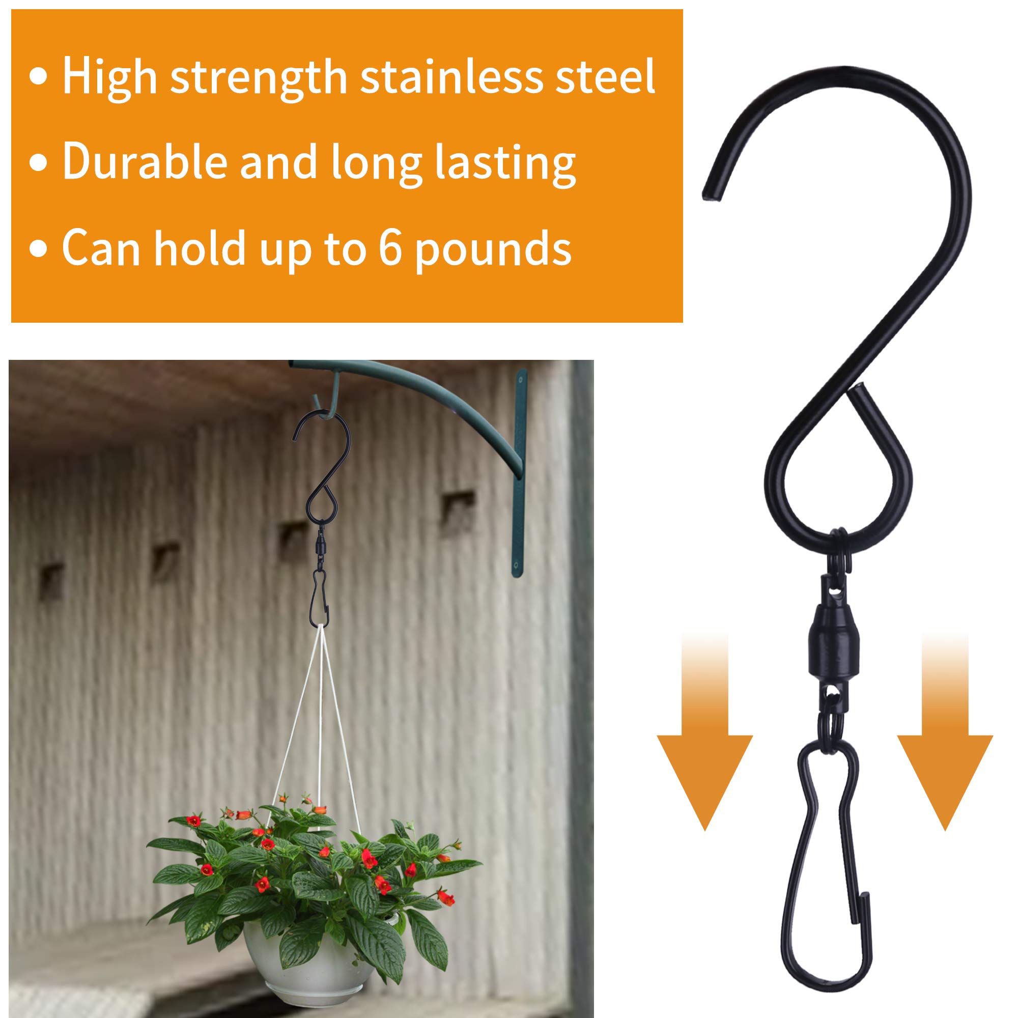 Lot De 10 Crochets De Suspension En Acier Inoxydable Rotatifs A 360   Pour Mangeoires A Oiseaux Et Carillons Eoliens  L