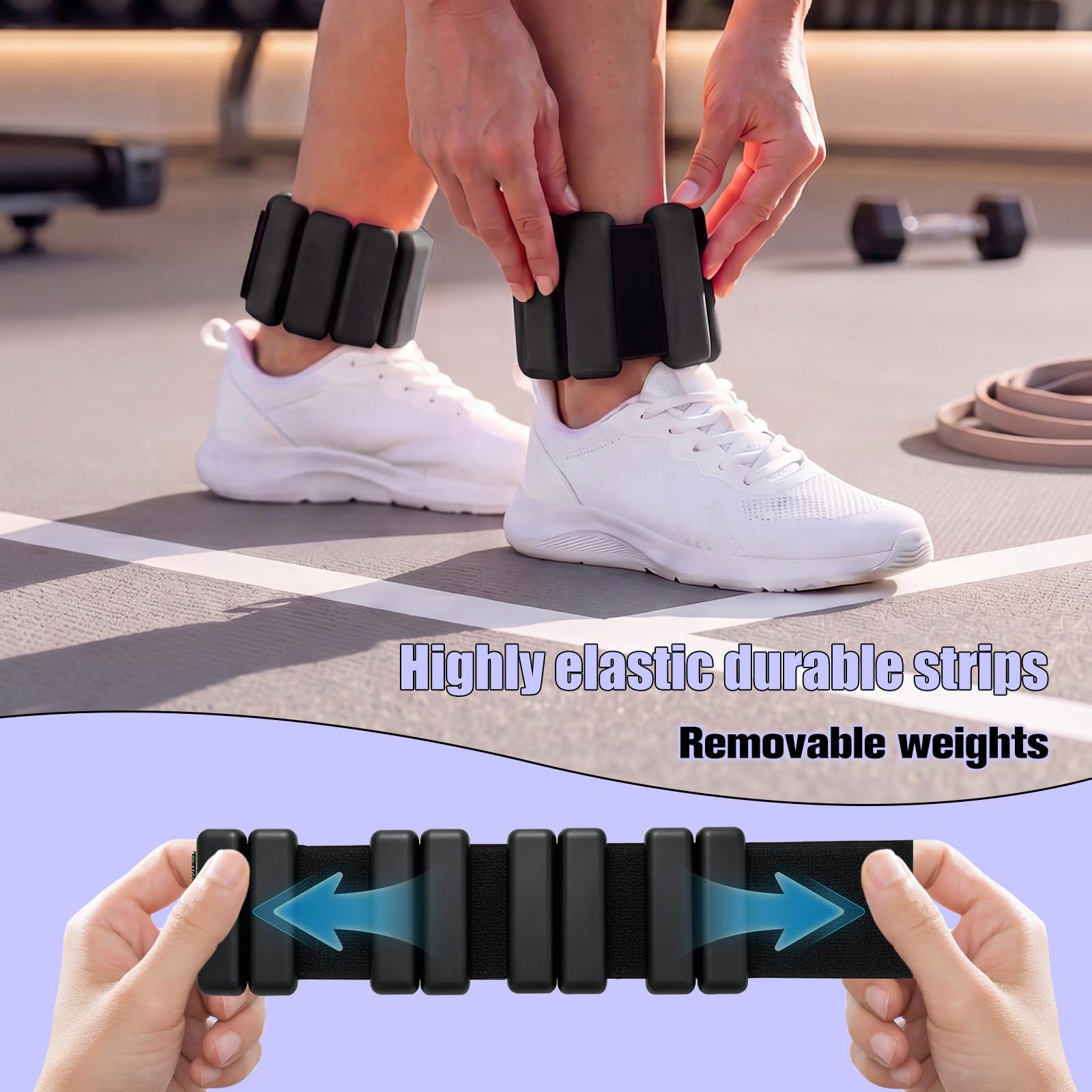 Juego de 2 pesas de muñeca, pesas de tobillo para mujeres y hombres, pulsera ajustable con peso para el hogar, gimnasio, yoga, baile, pilates, ejercicios de piscina y correr, 2 libras