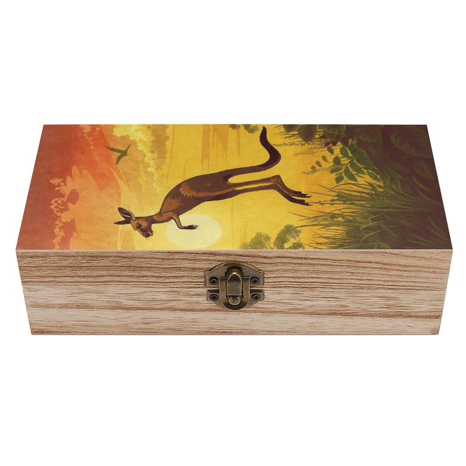 HLBSDM Sunset Kangaroo Wooden Storage Vintage Keepsake Decorative Boxs