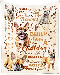Bulldog Blanket, Bulldog Lovers Gift, Cute Soft Throw Gifts for Girls Boys Women, Cozy Flannel Throw Blankets for Couch Office, 40"x50"