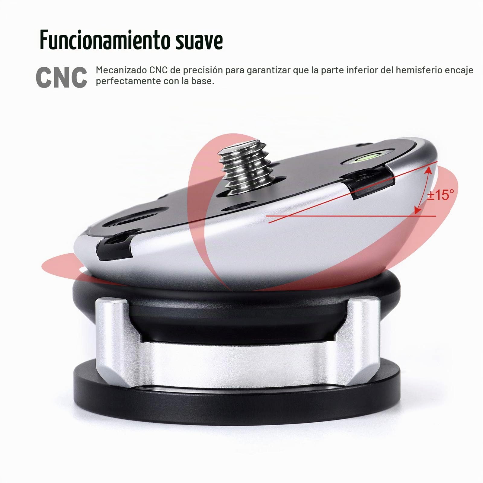 SUNWAYFOTO DYH-68 Cabezal de trípode con Base de nivelación, Capacidad de Carga de 22 Libras