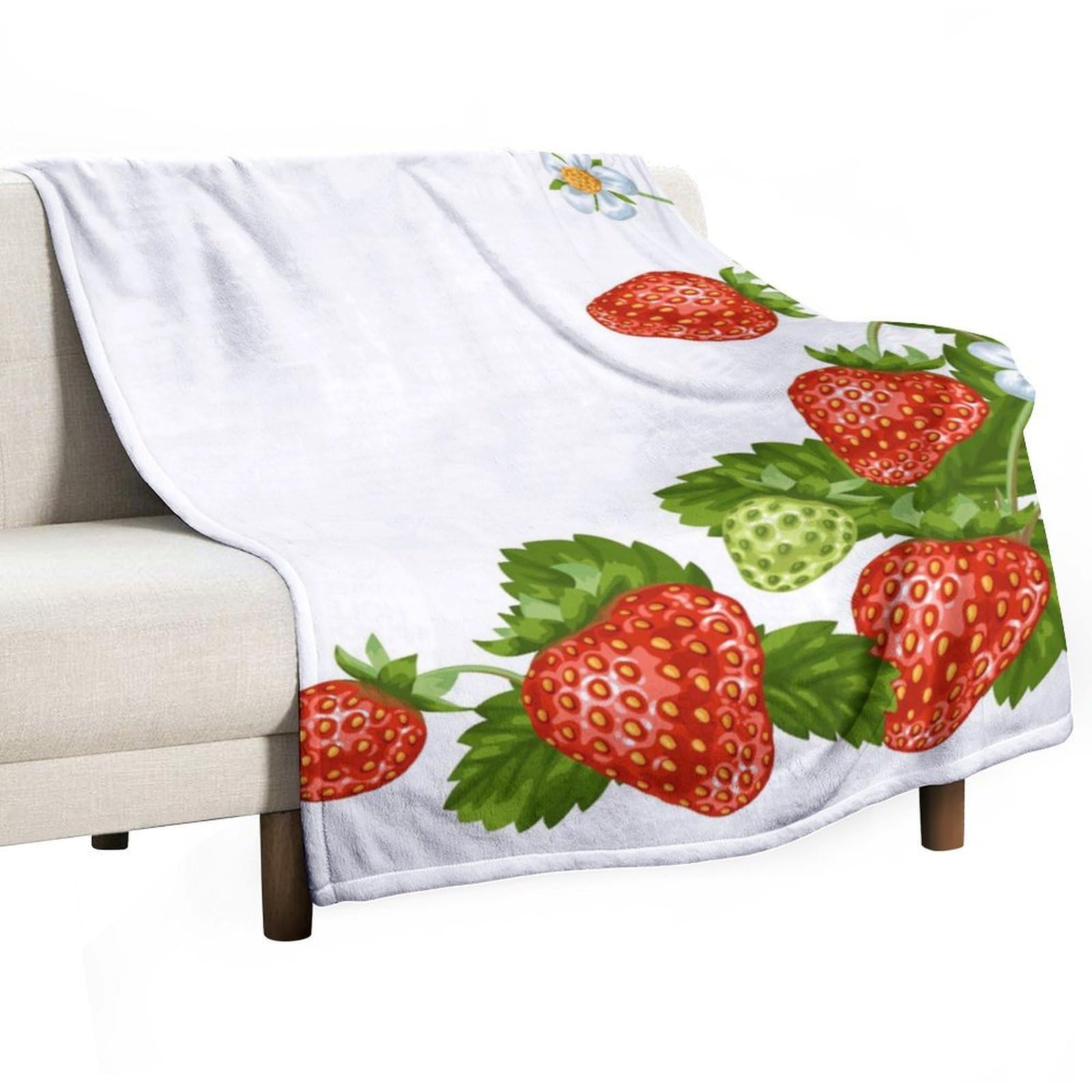 MHYRAC Flannel Blanket, Strawberry Throw Blanket for Couch Sofa Bed Office, Soft And Comfortable Without Pilling