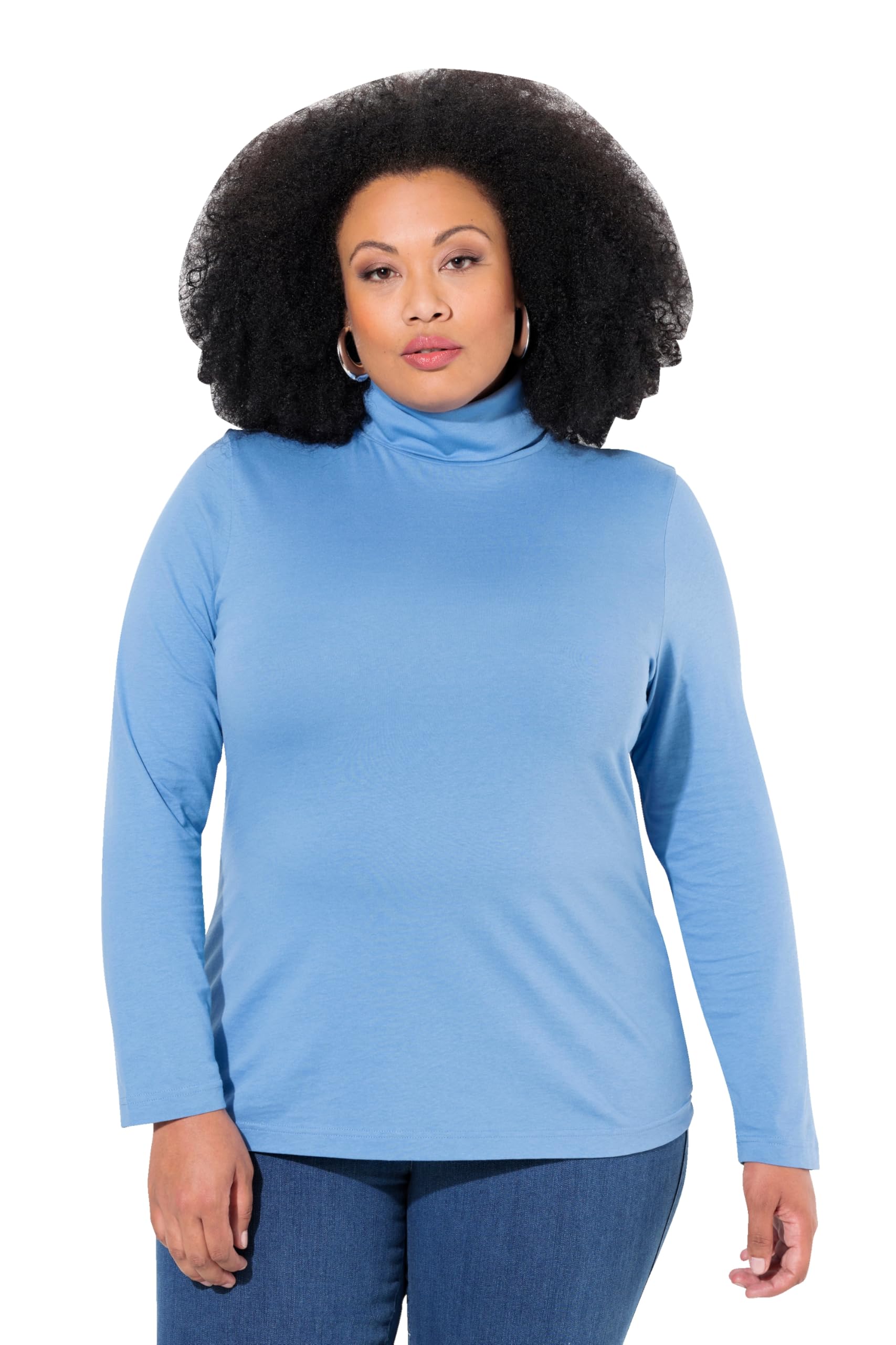 Ulla Popken Damen große Größen Übergrößen Plus Size Shirt, Rollkragen, Slim, Langarm 646813