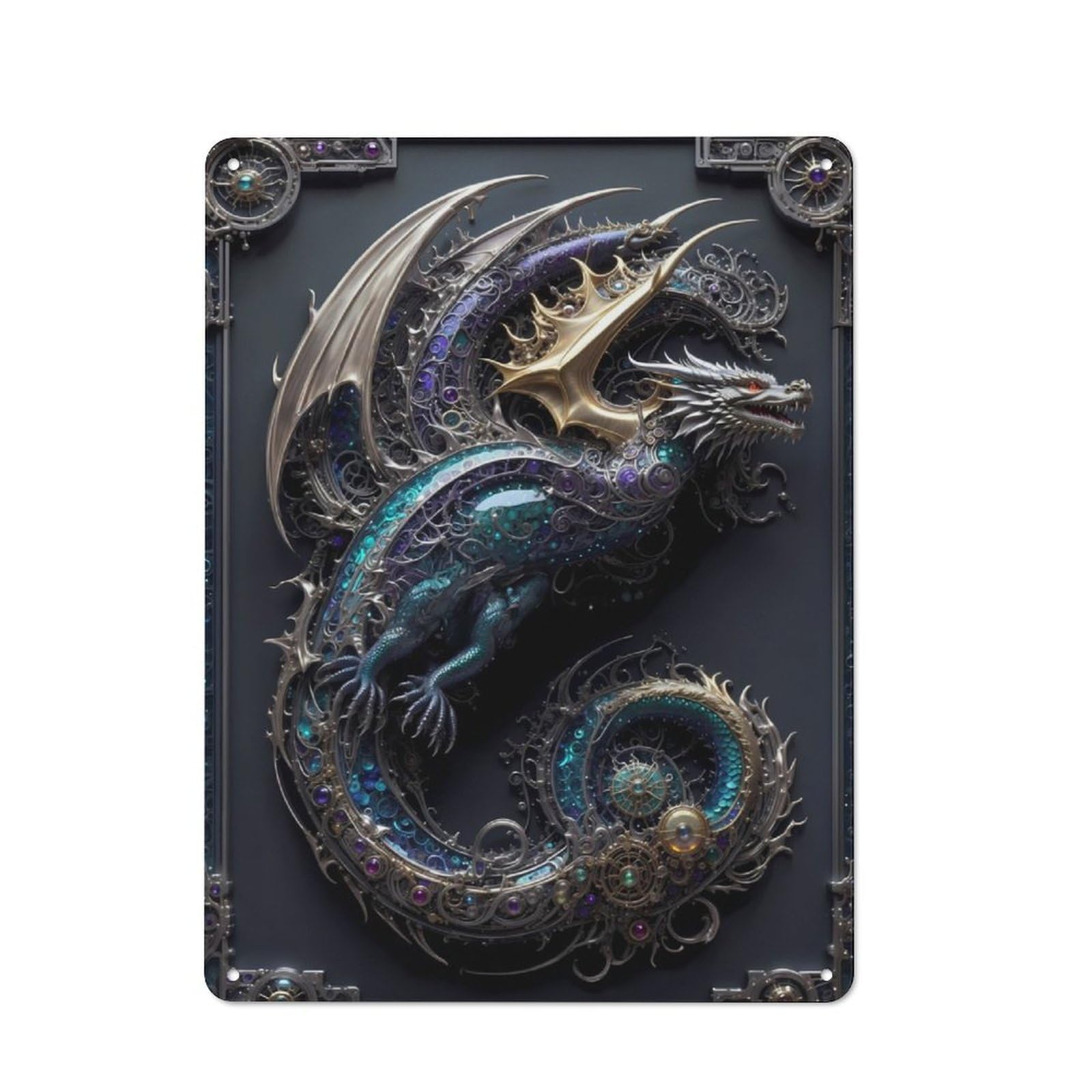 Junmoney Dragon Wings Art Deco Retro Tin Sign 40X30cm For Hobby Room Or Studio, New-Space Wall Decor For Creative Interior Collectors