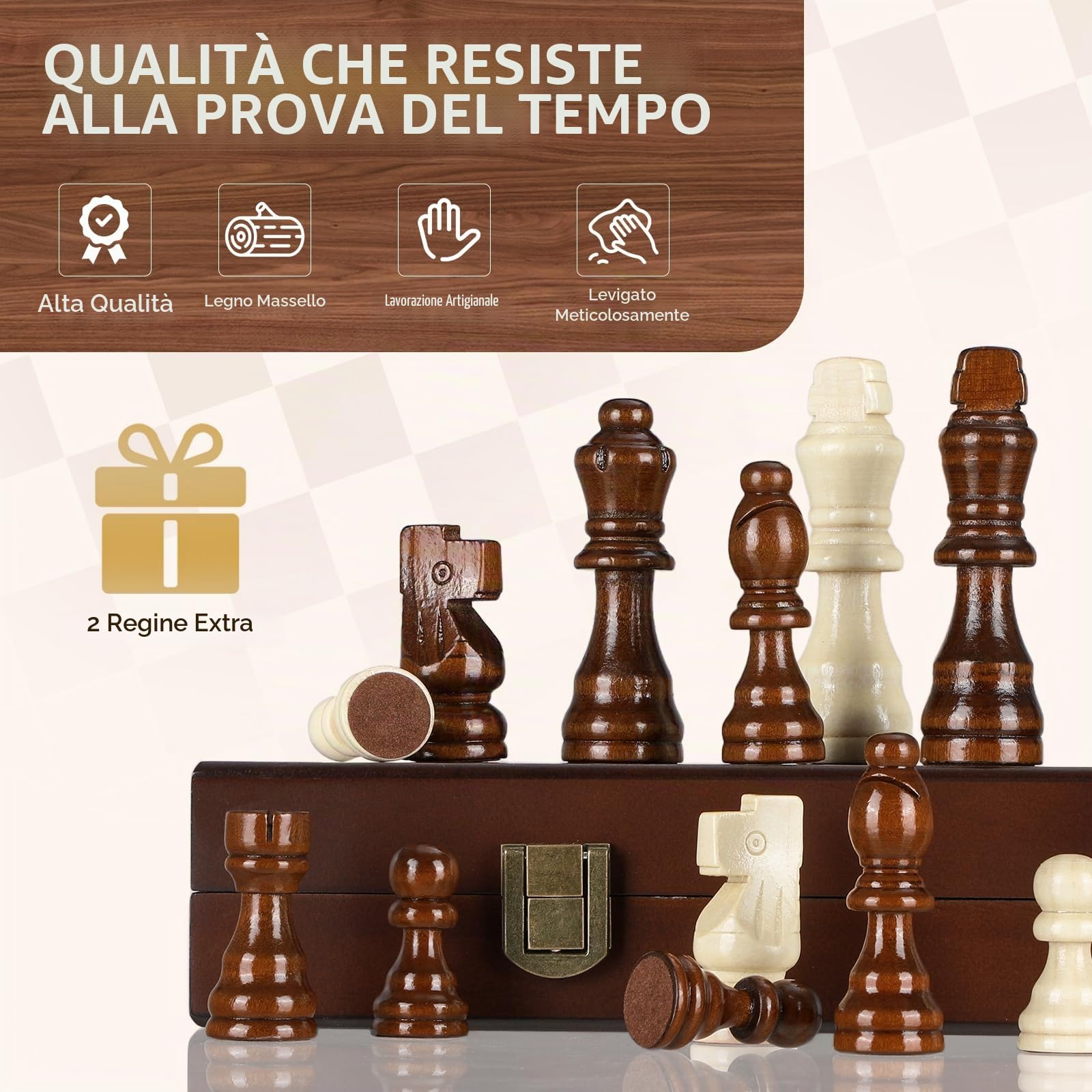 Peradix Grande Scacchi da Viaggio Magnetici 39x39cm - Premium Scacchiera Pieghevoli - Scacchi in Legno di Alta Qualità per Viaggi, Campeggio