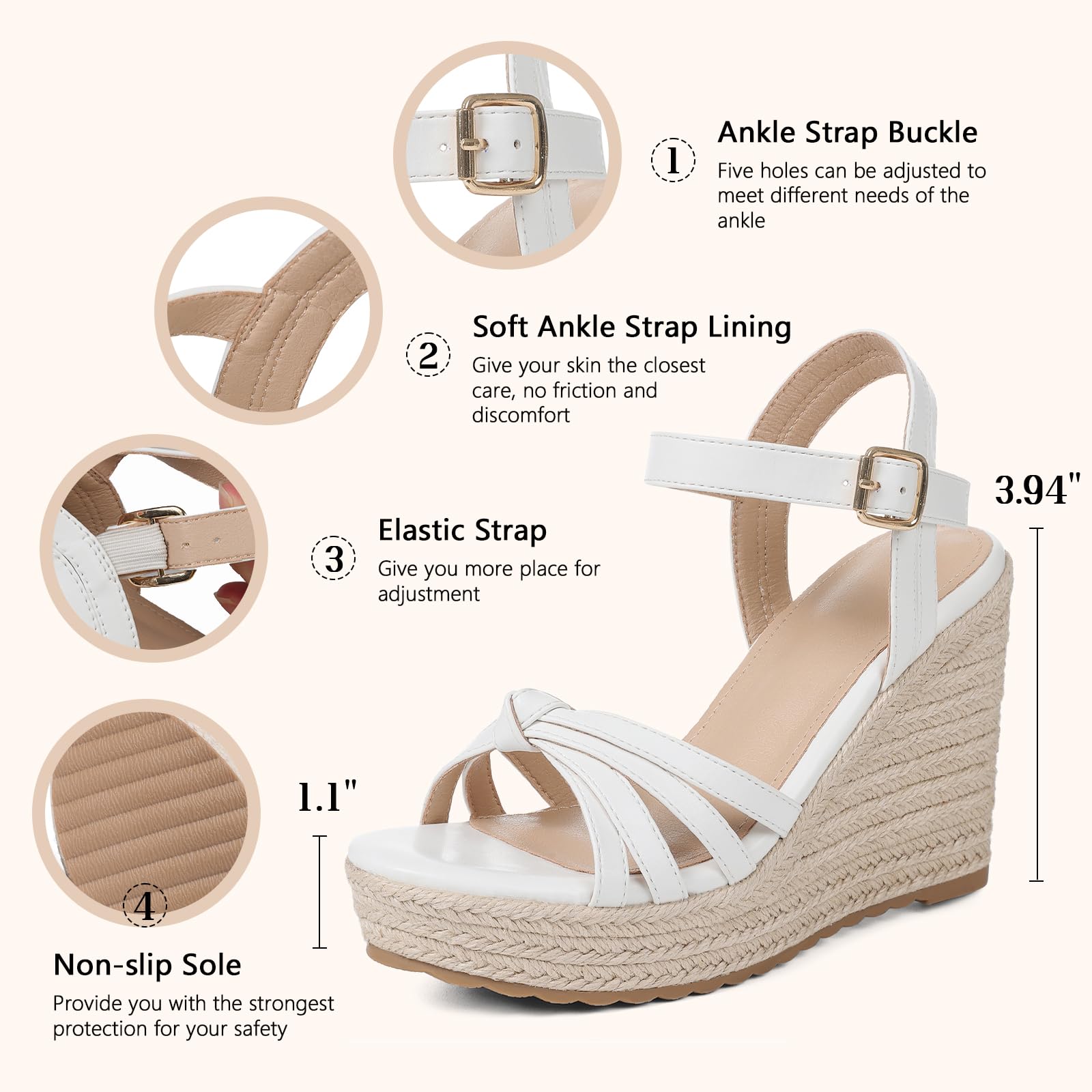 mikarka Sandals for Women 2025: Comfortable Wedge Platform Sandals Women - Braided Espadrilles for Women Ankle Strap Open Toe Wedges Heels Beach Sandals Summer Shoes: mikarka Sandals for Women, Platform Ankle Strap Womens Sandals Open Toe Espadrille Wedge Sandals for Women Concise Casual Summer Womens Shoes