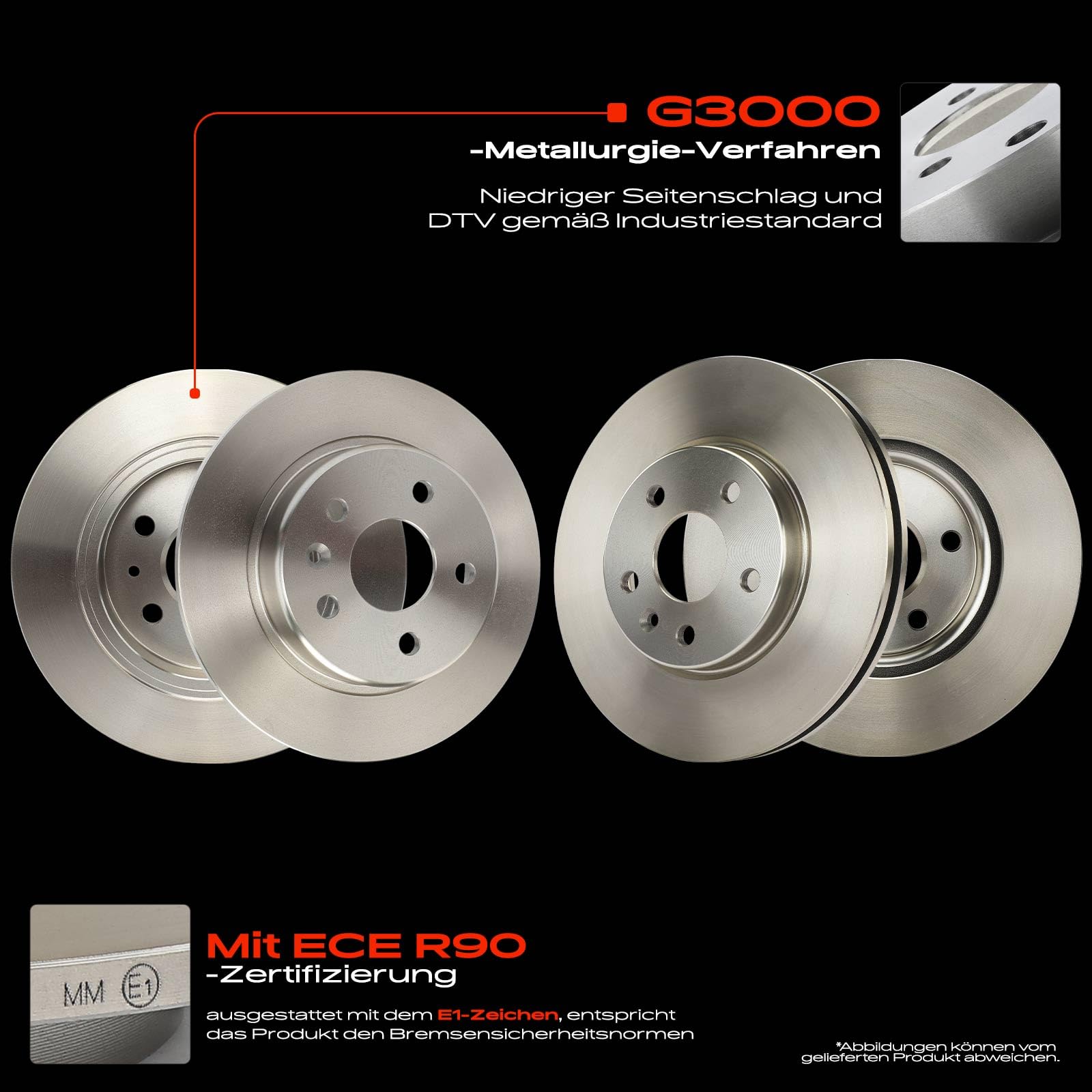 Frankberg Bremsensatz inkl. 4x Bremsscheiben + 8x Bremsbeläge Vorne Hinten Kompatibel mit Astra K Sports Tourer B16 Astra K B16 Replace# 39037199, 13478300