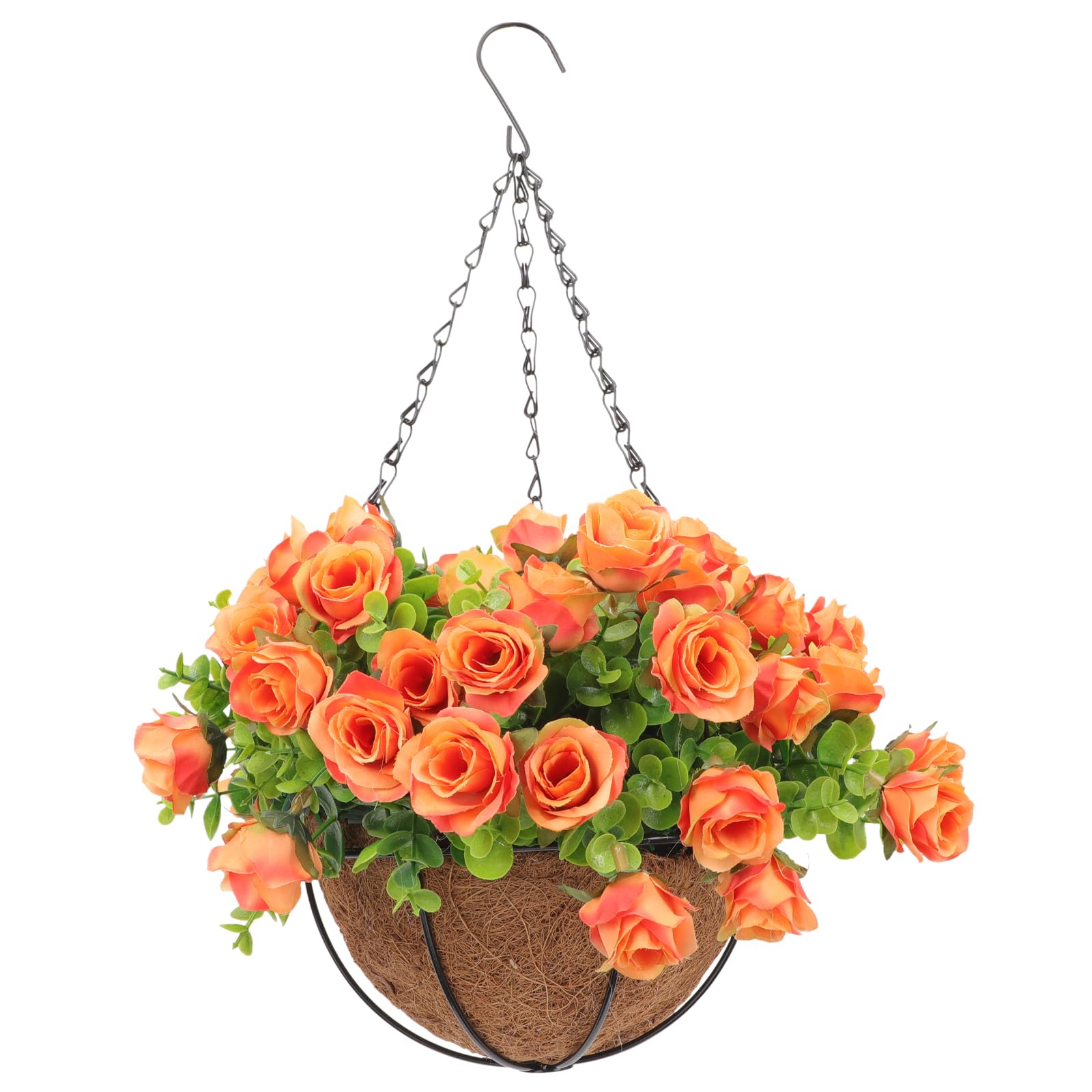 Hanabass Artificial Flowers In Hanging Basket, Hanging Flower Basket Decor Garden Fake s for Outdoors Indoors Yard Garden Patio Home Decoration Wedding Ornaments
