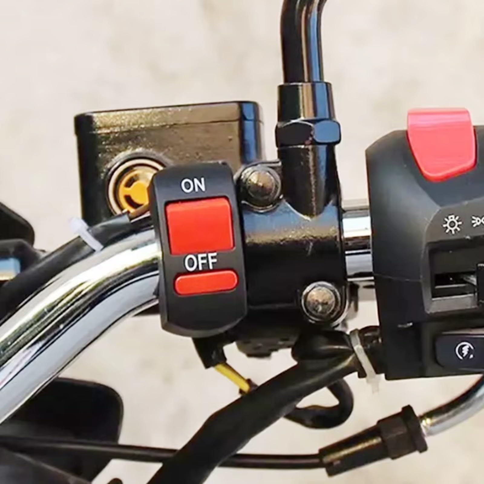 Interruptor Intermitente De Manillar De Motocicleta Para Bicicleta Universal ATV DC12V/10A Botón De Encendido Y Apagado De Luz De Motocicleta Negra motocicleta Luces Interruptor