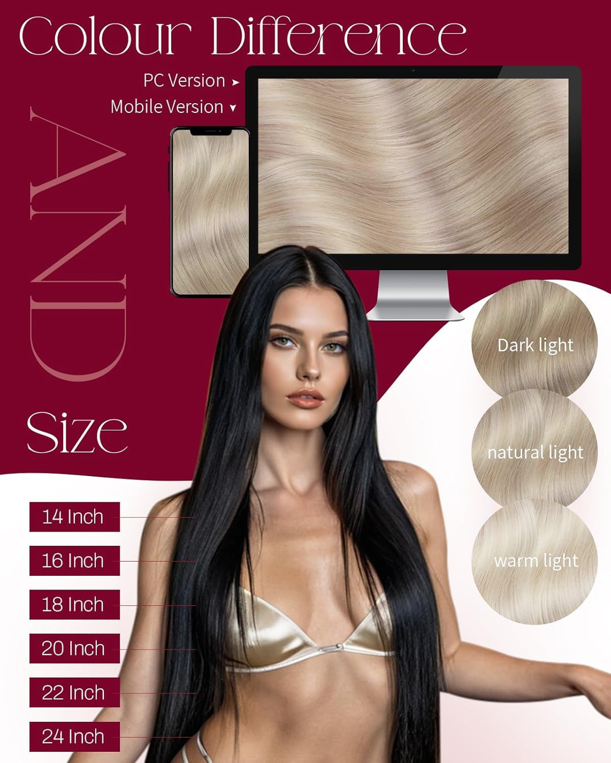 Moresoo Weft Hair Extensions Real Human Hair Medium Brown Highlighted Platinum Blonde Sew in Human Hair Extensions Brown to Blonde Full Head Remy Straight 18 Inch 100g/Pack #P6/60 — view 194