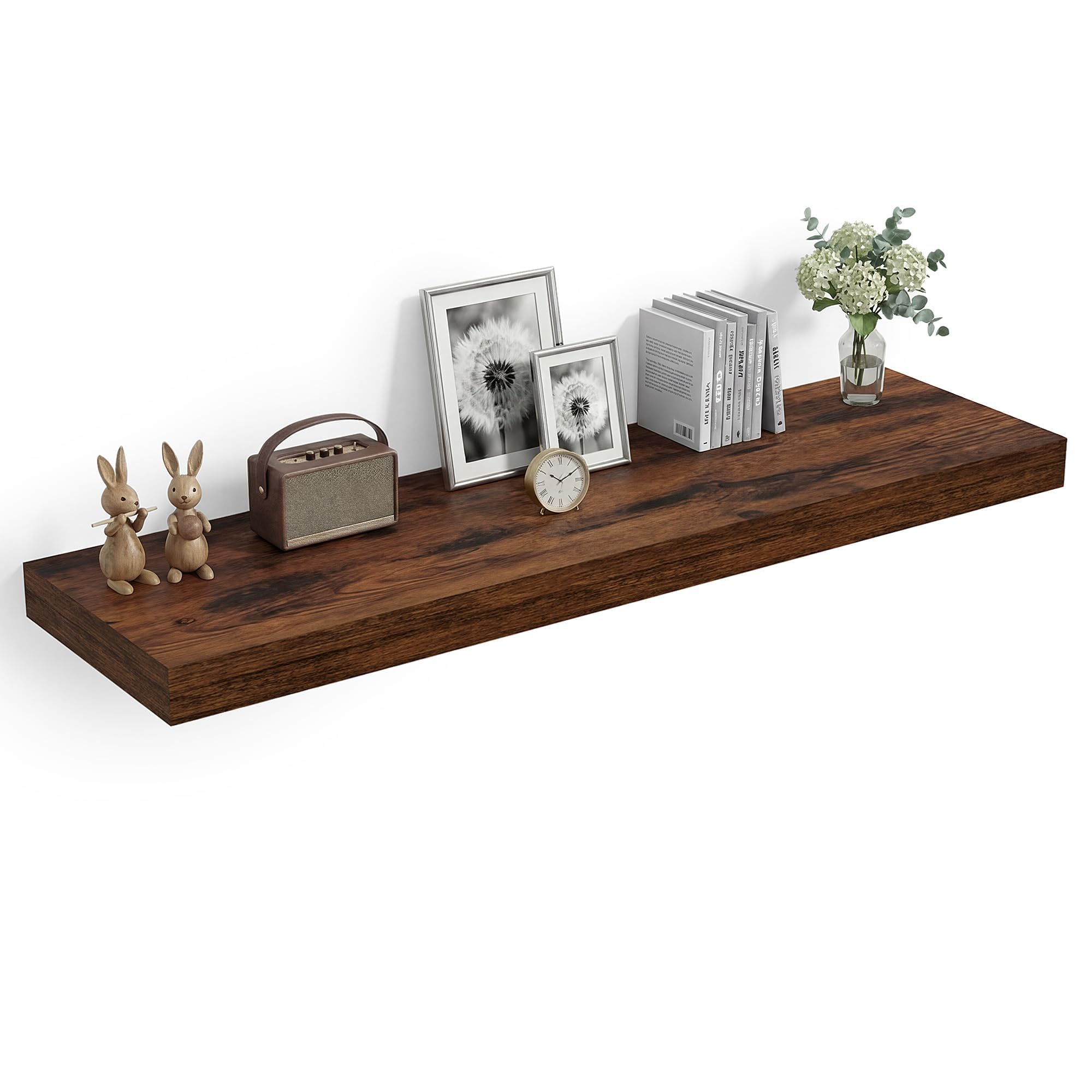 Heimlove Floating Wall Shelf Set of 1, 100cm Mounted Shelf for Living Room, Kitchen, Bedroom (Vintage Brown) โ image 1