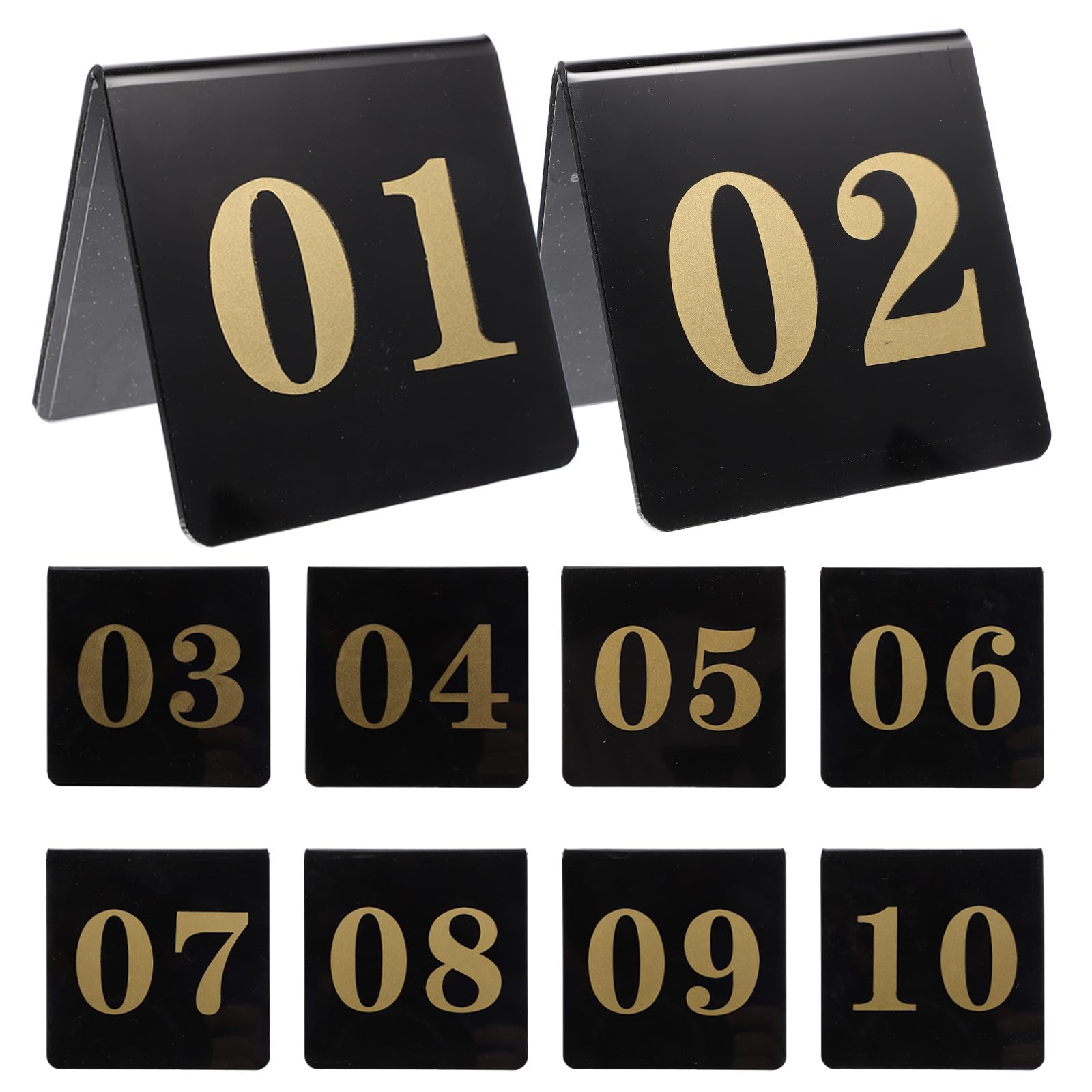Hemobllo Plaques Numéros Table en Acrylique, Lot de 10 pour Mariages et Réunions Professionnelles, Supports Réutilisables Chiffres Visibles pour Tables de Salle à Manger et Banquet
