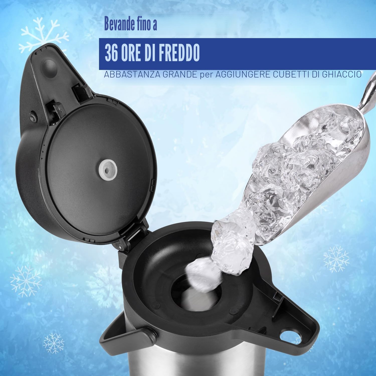 Vondior Caraffa Termica per Caffè 1,9 L, Caffettiera con Pompa Isolata in Acciaio Inossidabile, Teiera Sottovuoto per Acqua Calda/Fredda, Bevande al Cioccolato per Feste