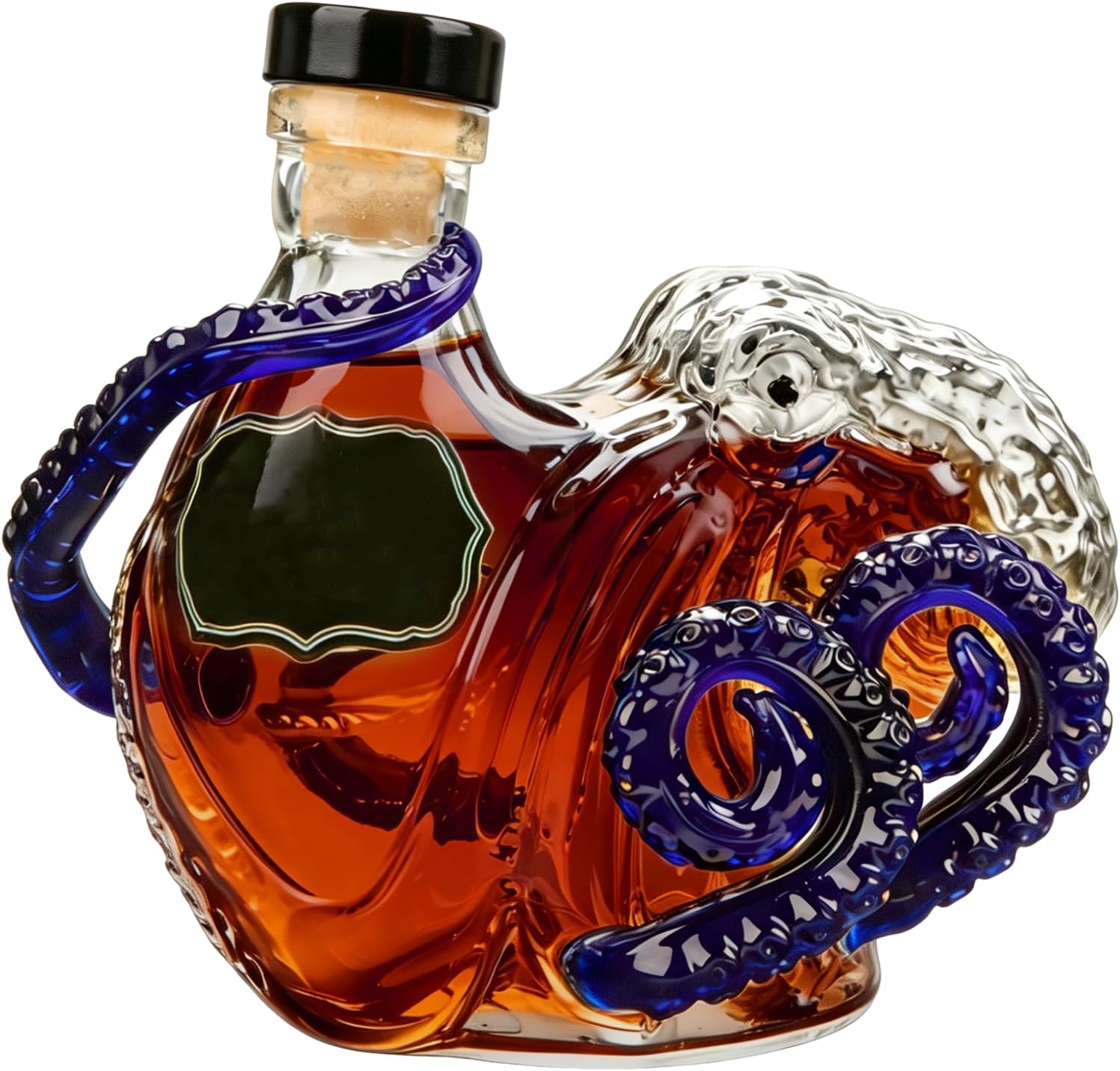 Szklana butelka 3D w kształcie ośmiornicy, 350 ml, dekoracyjna karafka na rum, whisky, wino, kolekcjonerska butelka z zamknięciem