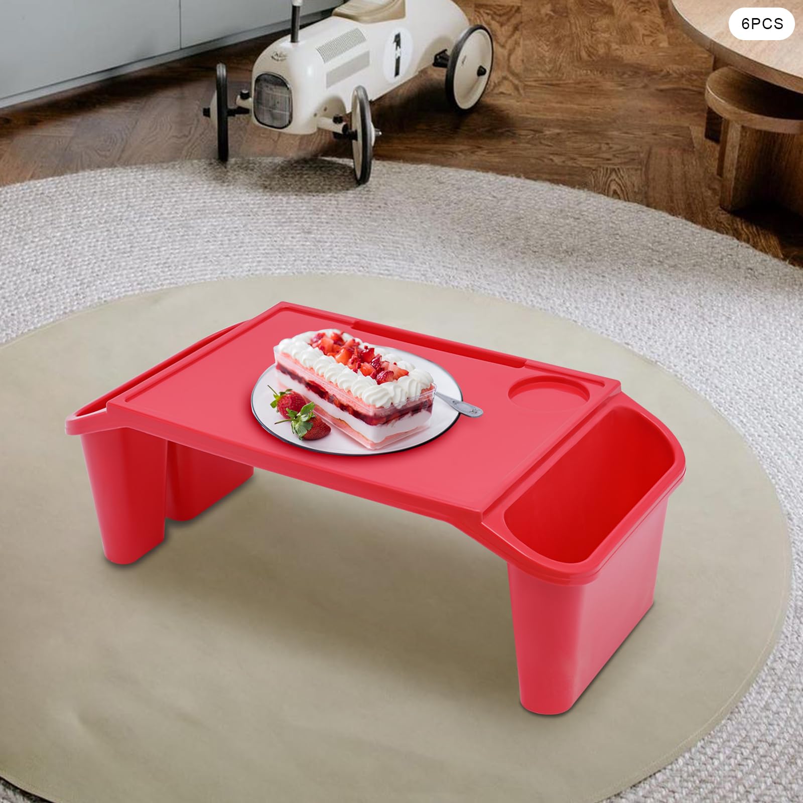 6 Portable Lap Kids Desk,Pack Lap Desk Tray with Storage Slots,Activity Tray, Drawing, Stackable, Writing, Eating, Classroom, 19.69