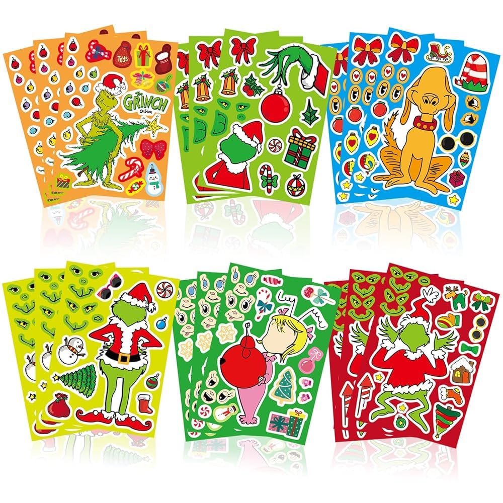 Christmas Sticker 36 Sheets Make a Your Own Face Stickers Xmas DIY Crafts Party Gifts Christmas Party Game Decorations Holiday Decorating Supplies