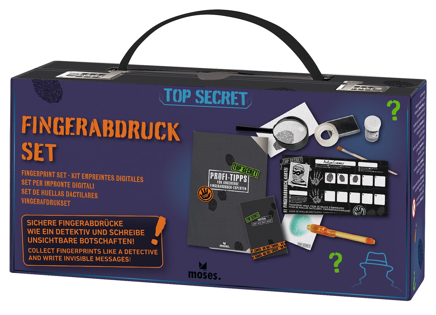 Top Secret Detektivbox – 12-in-1 Detektivkoffer in Schwarz