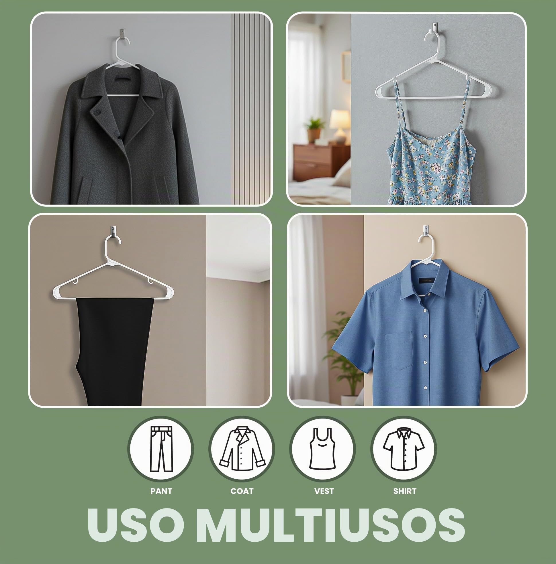 Utopia Home 50 Perchas Blancas de Plástico, Ahorro de Espacio