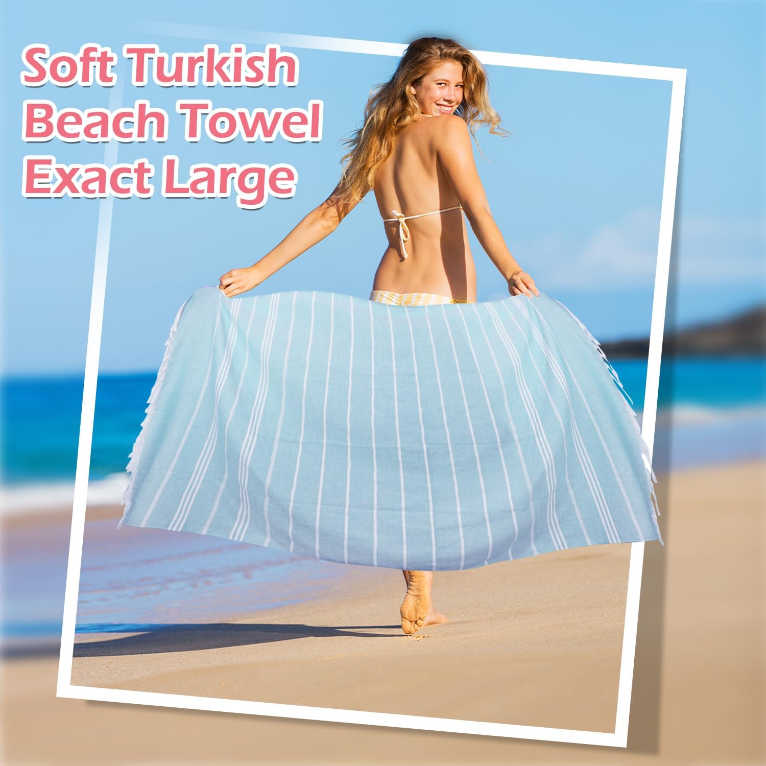 12 Pack Turkish Beach Towel Oversized Beach Towels 36"x71"Turkish Towel Soft Sand Free Quick Dry Lightweight Beach Towel Bath Towels Blue