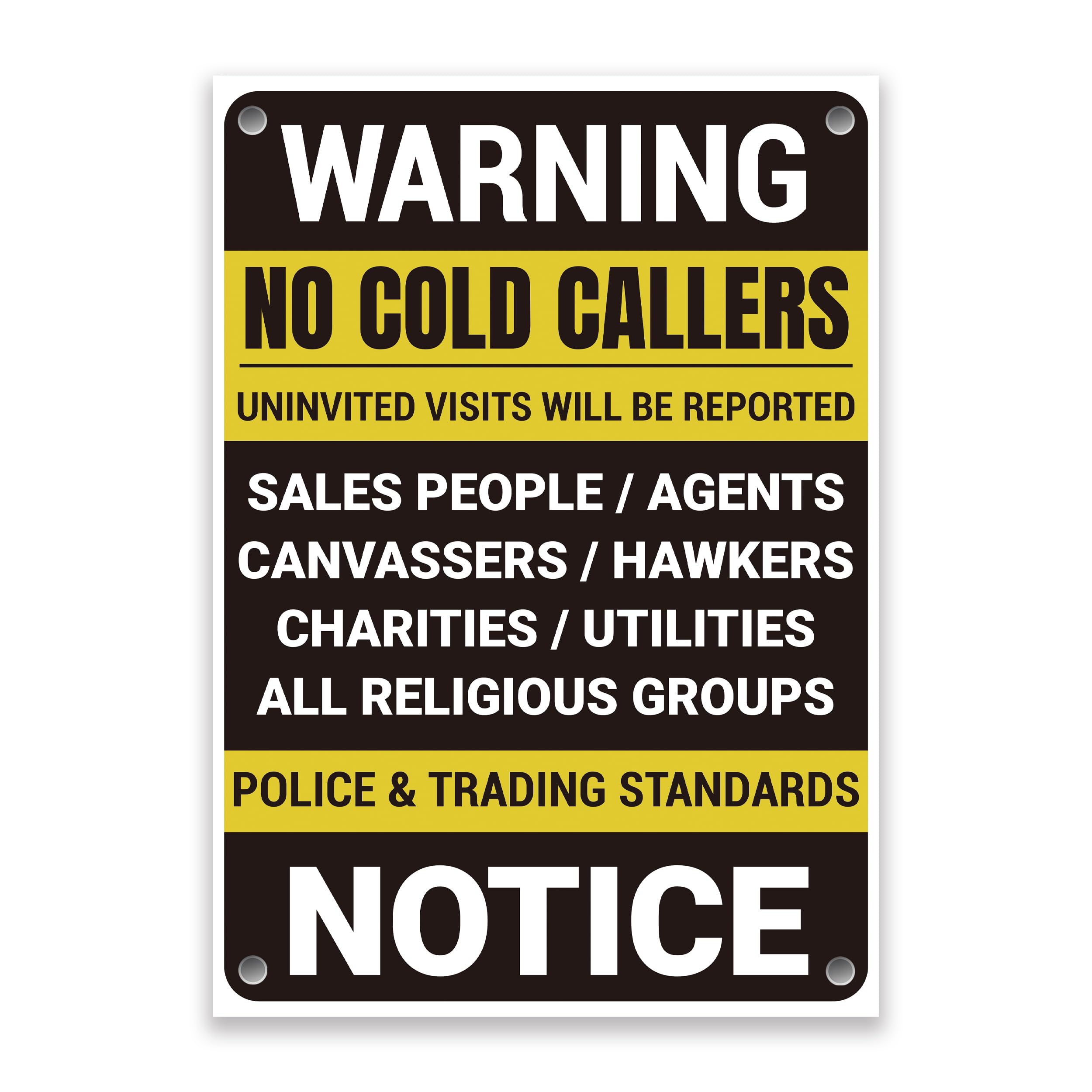 LP Lifestyle Warning No Cold Callers Sign – Waterproof Durable Outdoor Notice for Homes & Driveways, Weatherproof UV-Resistant Security Signage No.069 (A5 (148mm x 210mm) – Holes)