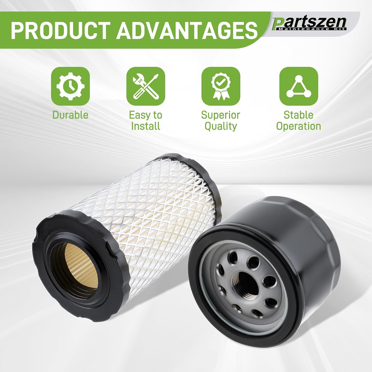 YTH24V48 Air Fuel Oil Filter Kit for Husqvarna YTH24V54 YTA22V46 YTH18542 YTH24V54 Lawn Mower for John Deere D110 D130 D140 L105 L107 L108 LA135 AM125424 GY20577 MIU14395 GY20577