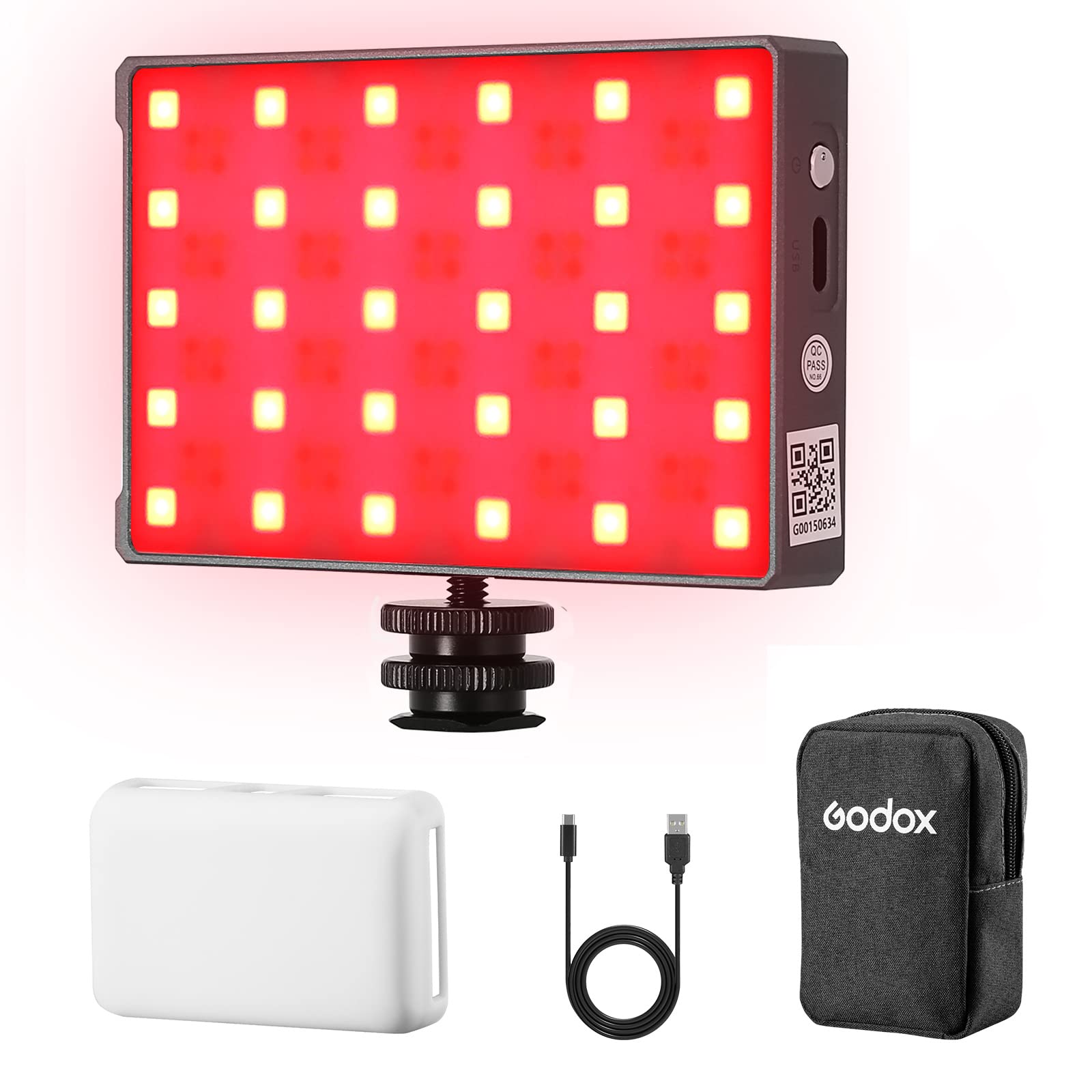 Godox C5R RGBWW Video Light, RGB Camera Light with 14 FX Special Effects, Dimmable 2500K to 8500K, Built-in 3.8V/3000mAh Rechargeable Battery, Pocket RGB Video Light for Youtube Video Shooting