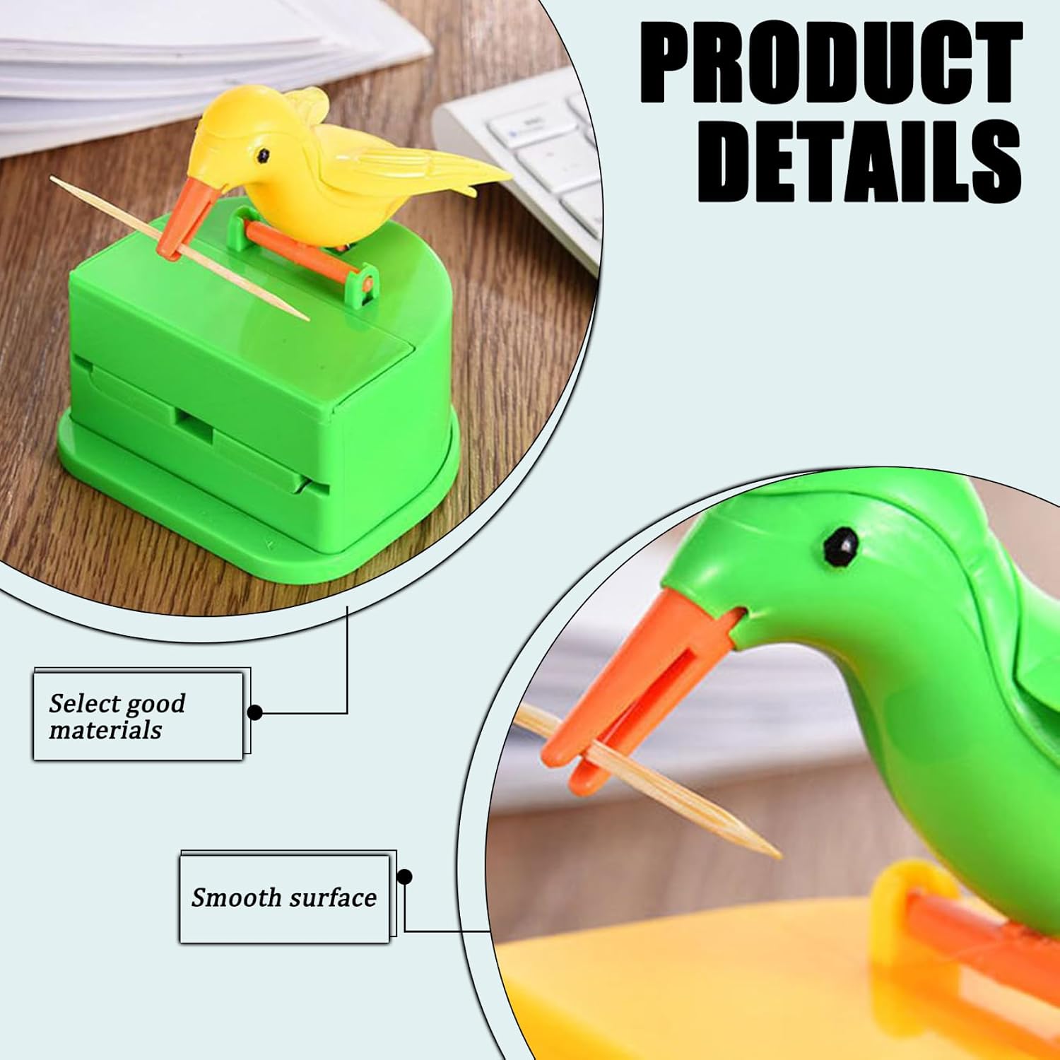 Bird Toothpick Dispenser Smart Automatic Push Type Toothpick Holder Dispenser, Cute Hygienic Tooth Picks Container for Home, Restaurant, Cafe image 2