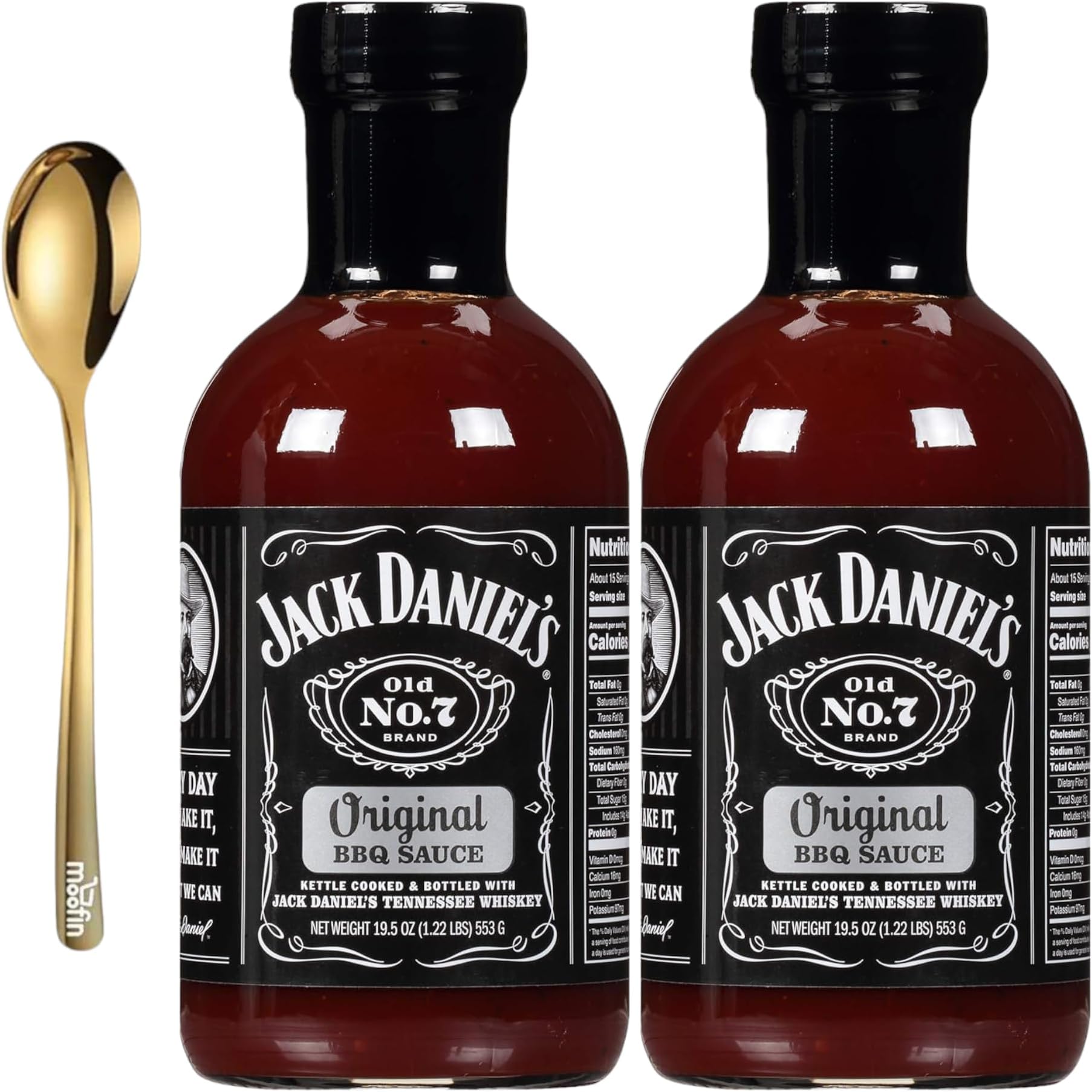 moofinOriginal BBQ Sauce, 195 Oz - Kettle Cooked Bottled Bundled with Golden SS Spoon - for Grilling Smoking, Original BBQ Sauce [Pack of 1]