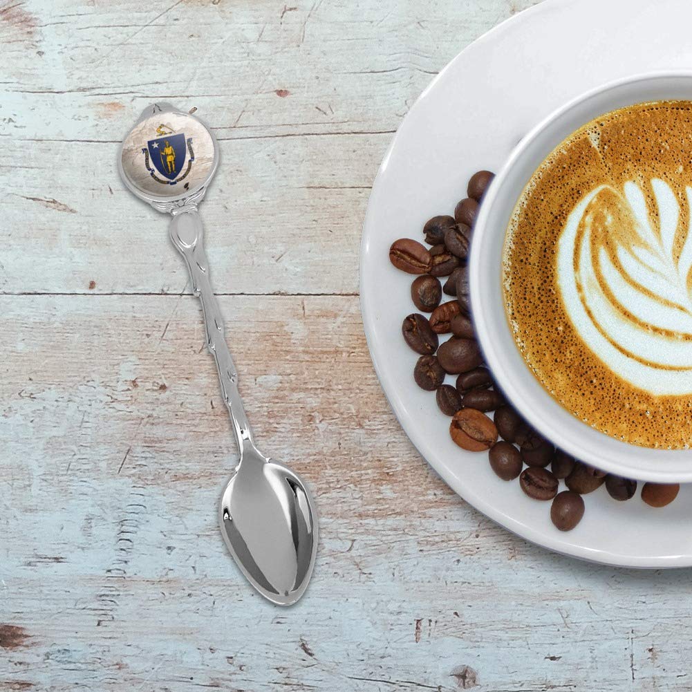 Rustic Massachusetts State Flag Distressed USA Novelty Collectible Demitasse Tea Coffee Spoon