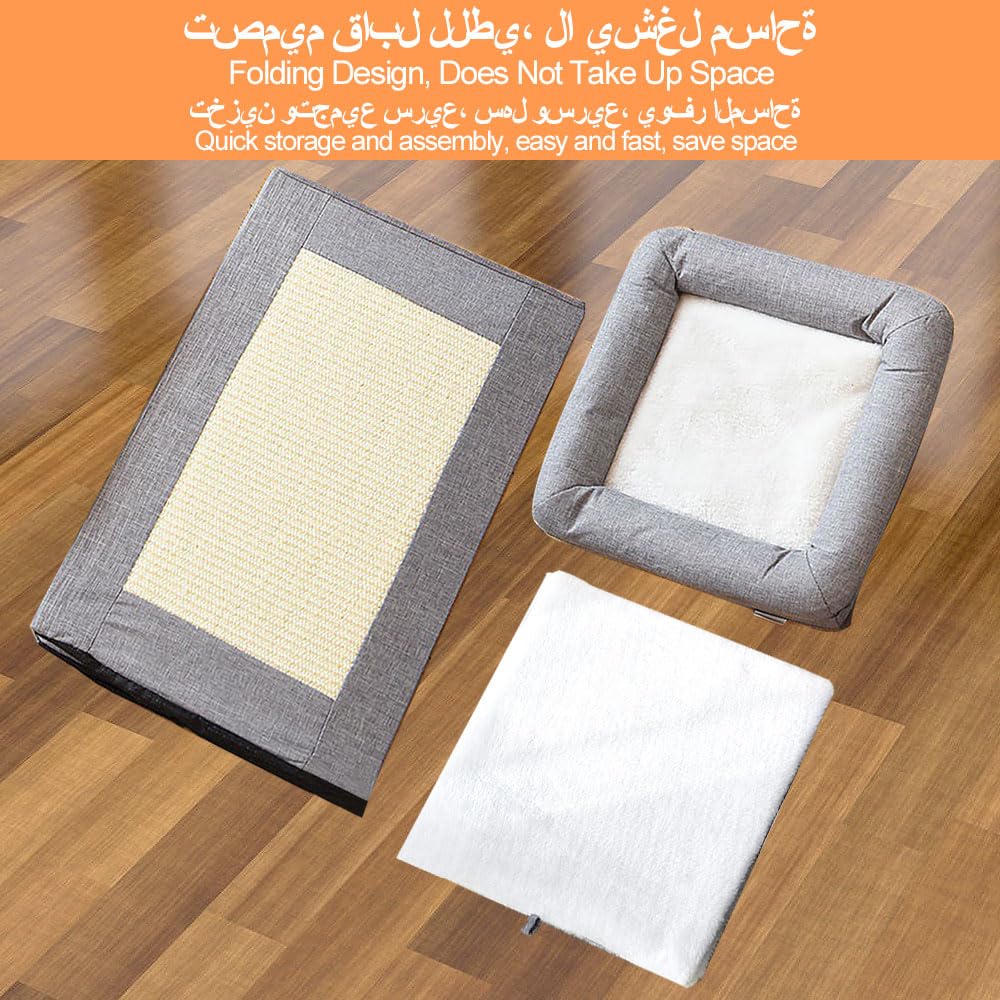 بيت للقطط من جوي فون، سرير كبير 2 في 1 قابل للطي للحيوانات الاليفة مع شرفة مكعب ووسادة خدش للقطط قابلة للطي وملعب مخبأ للنوم ونفق ونفق وكرسي للاطفال ومركز لعب (40 × 40 × 64 سم)