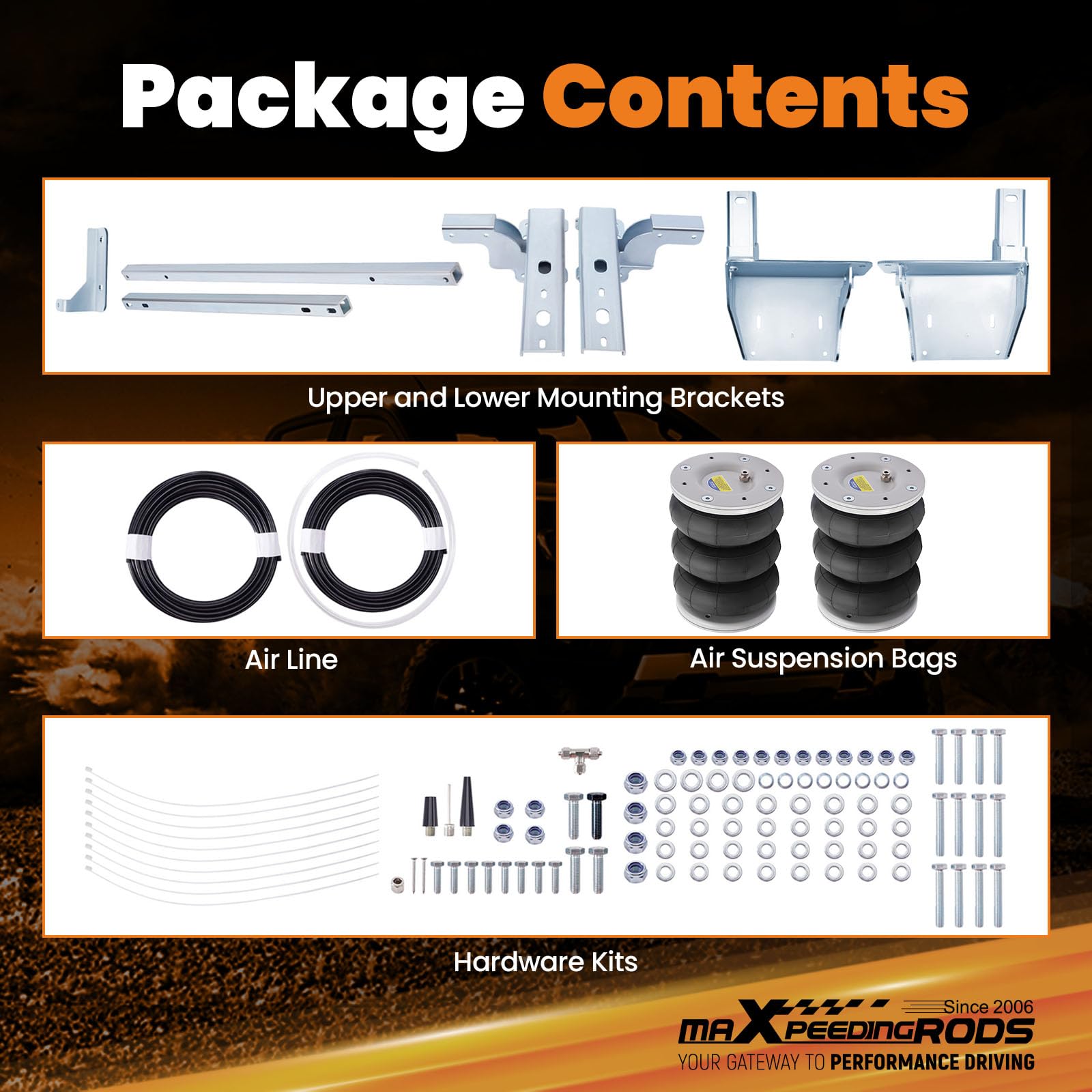 maXpeedingrods 2 sospensioni pneumatiche posteriori + kit di supporti per Iveco Daily 30-8/49-12 1985-1999