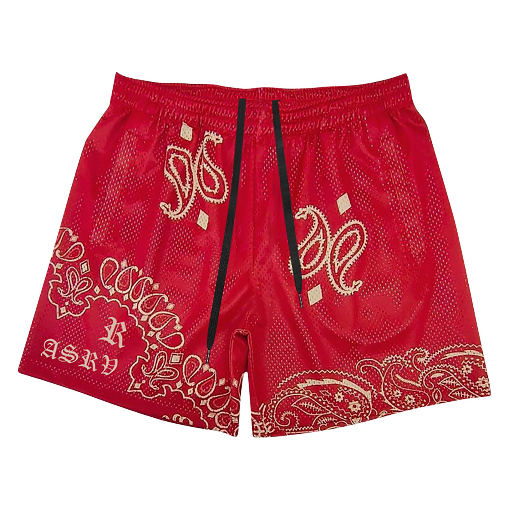 DIOTSR Mens Paisley Graphic Shorts Athletic Basketball Bandana Shorts Running Streetwear Y2k Drawstring Waist