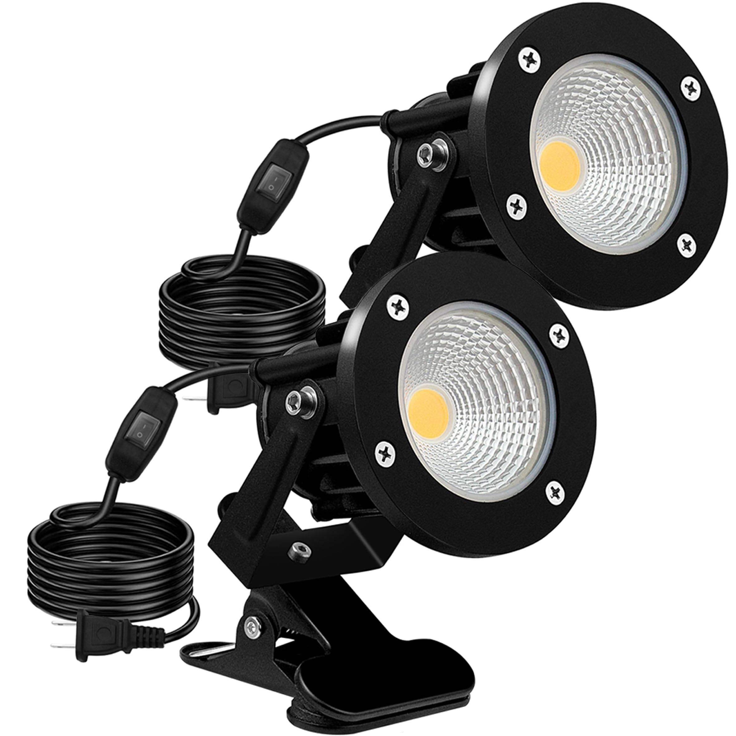 ledクリップライト 防水 20W 200W形相当 クリップライト 屋外 小型 スポットライト led クリップ コード長3m 中間スイッチ付 防雨 オクガイ 看板用ライト 屋外 看板照明 看板灯 【PSE認証】 (3000K 電球色 2個セット)