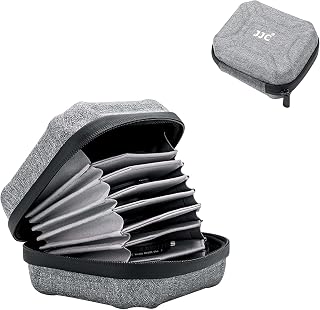 JJC Camera Lens Filter Case for 10x Round Filters Dia. up to 95 mm - Protective Liner Pockets Filter Pouch Carry Case Box Storage Bag with a microfiber cleaning cloth