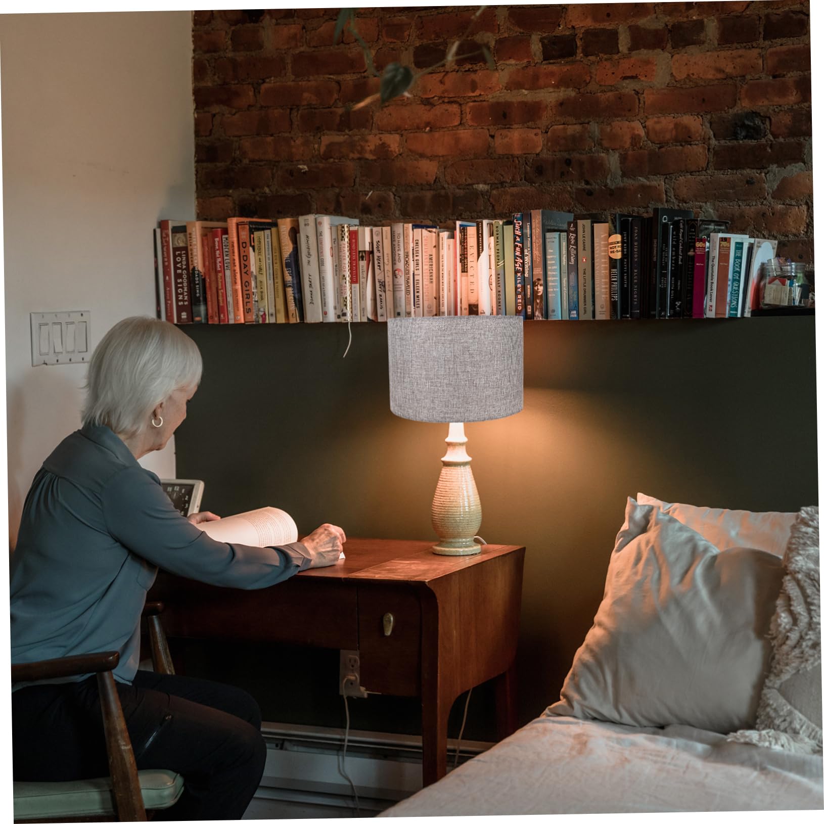 Paralume Tessuto Cilindrico Grigio per Lampade da e Scrivania e Design per Camera da Letto e