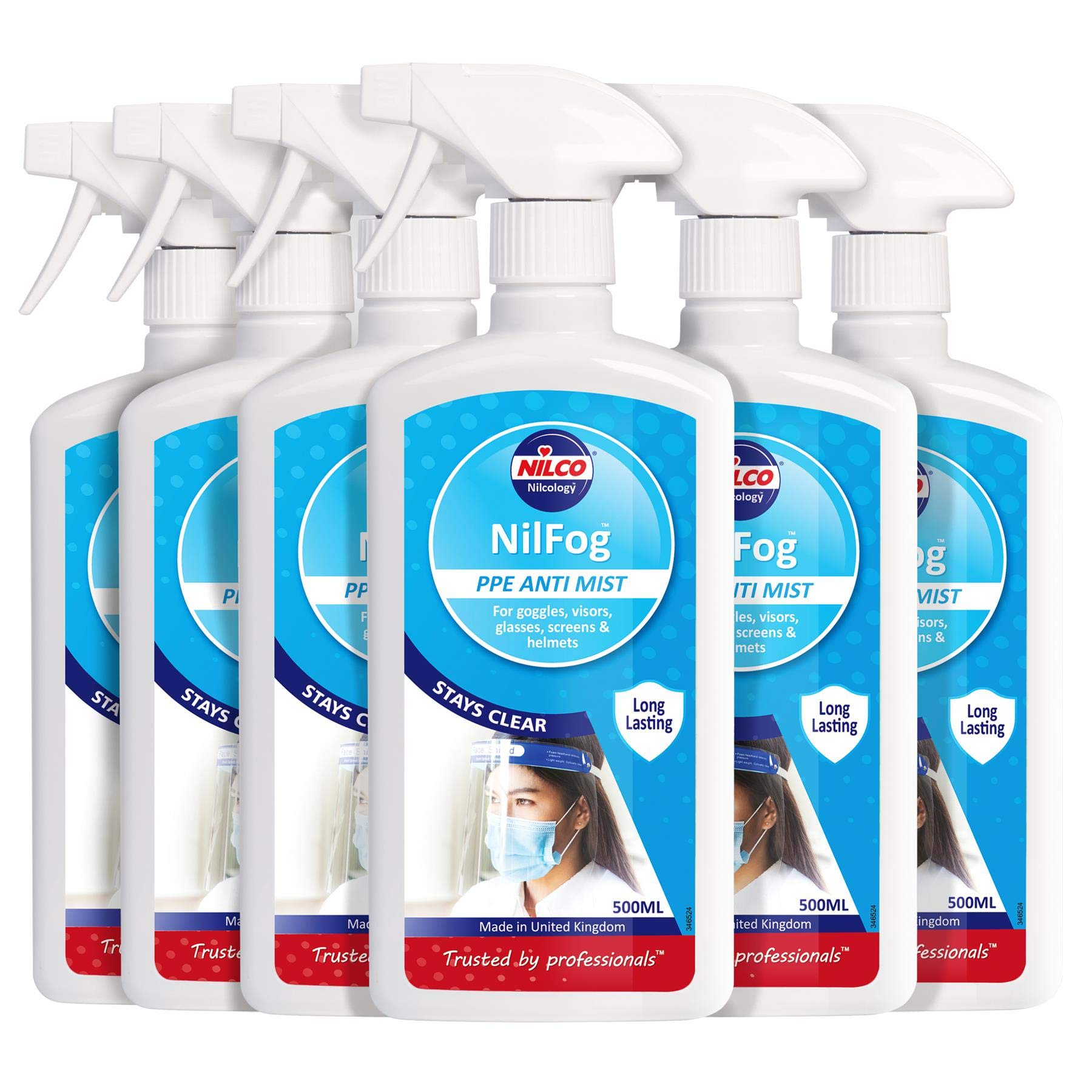 Nilco Nilfog Ppe Anti Mist Spray 500Ml X6 Treatment 3 Litres 3L Goggles Visors from B&Q