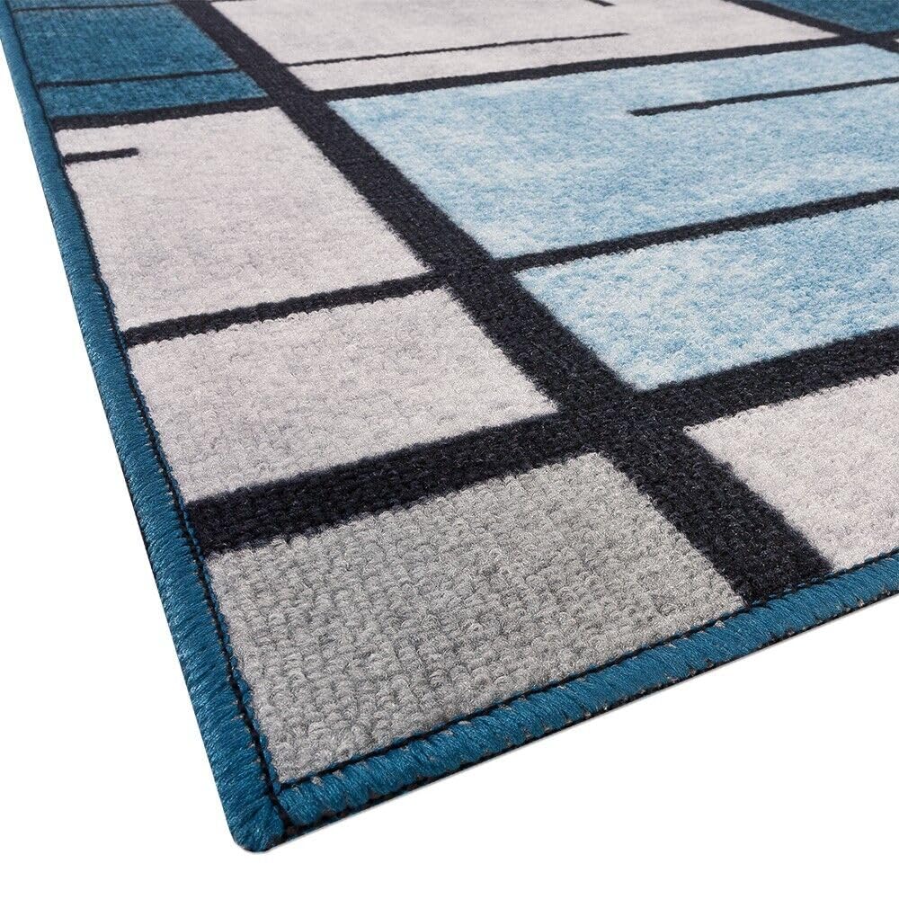emmevi Tappeto Cucina Bordato Antiscivolo Moderno Passatoia Colori Accesi Marmorizzato 57x140 Cm Blu