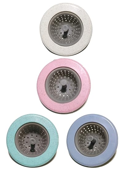 TLISMI Silicone Kitchen Sink Strainer Perfect Cover Plug Hair Catcher Filter Kitchen Bath Drain Drainer Strainer Basin Water Rubber Sink Filter Cover Multicolor (Pack of 4)