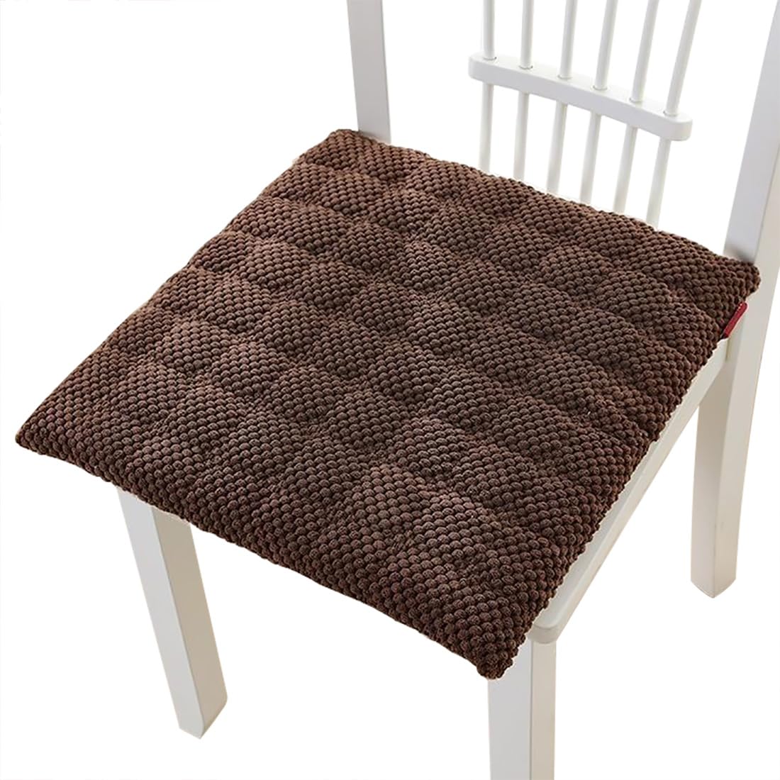 VHJdtE Seat Cushion, Square With Tie Design|All-Season Corduroy Cushion|Sponges Filling Seat Pads With Machine Washable Cover(Brown,50x50cm)