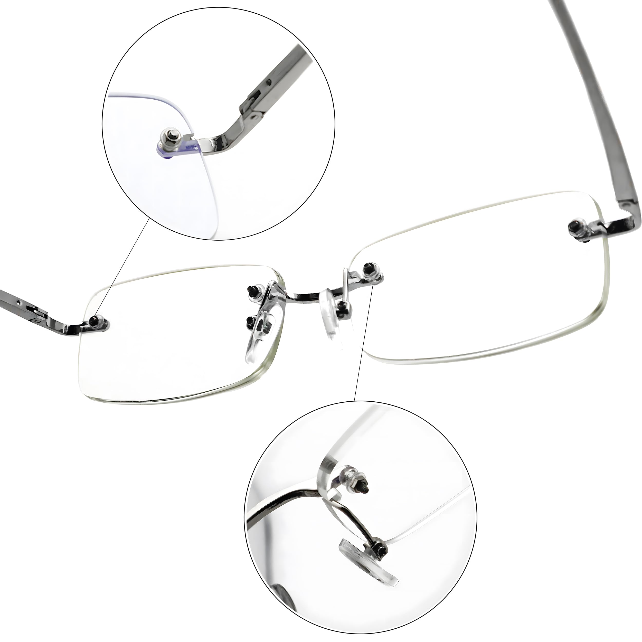 Gafas de lectura sin marco, para lectura de computadora, bloqueo de luz azul, lentes sin montura para hombres y mujeres
