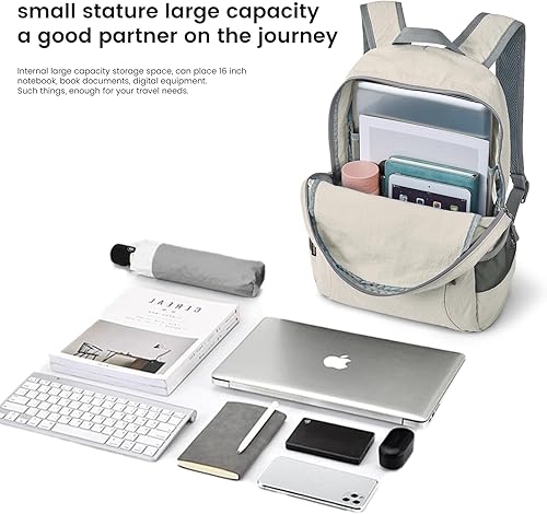 Miniatura 41 de G4Free Ultra Ligero plegable Mochila Senderismo bolsa de diario, práctico plegable camping al aire libre mochila beige (A-Beige)