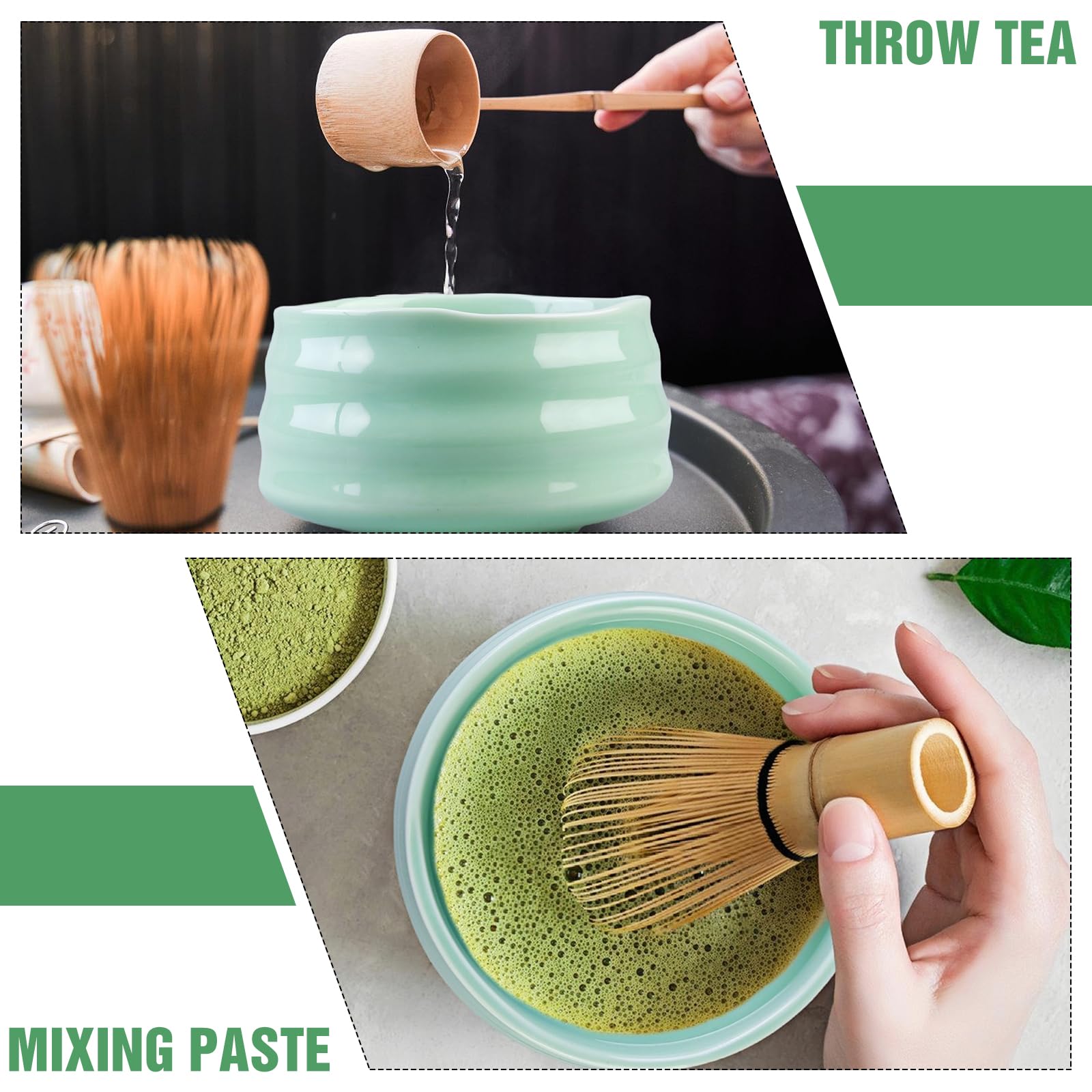 BORDEAG Matcha, set di accessori matcha, scopa matcha, con frusta matcha, porta scopa, ciotola matcha, ciotola in ceramica, 2 cucchiaini, accessori per tè matcha di alta qualità