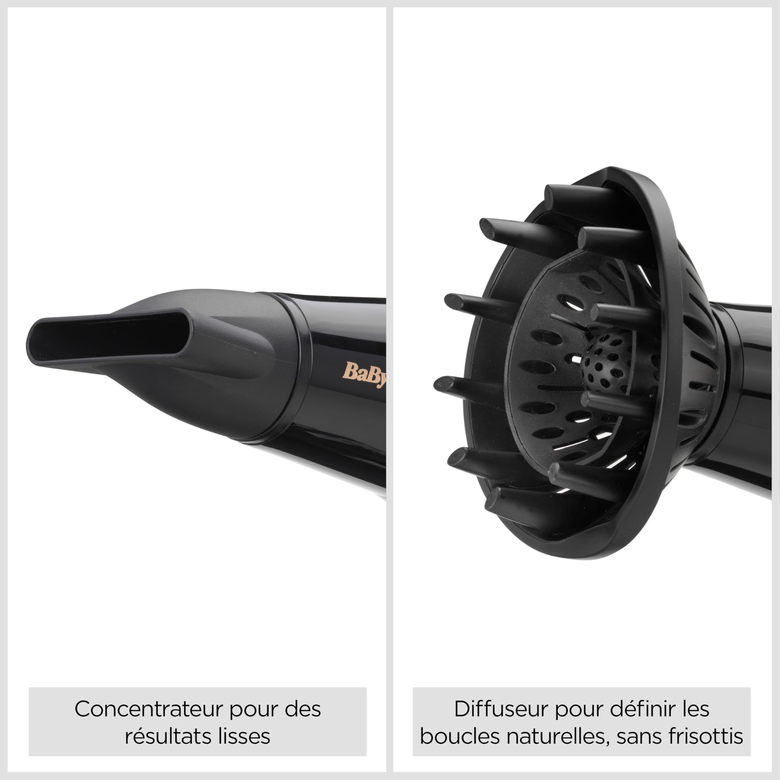 BaByliss Sèche-cheveux Cordkeeper 2000W avec cordon rétractable 1,65m Technologie ionique anti-frisottis 3 réglages température 2 réglages vitesse Noir D373E