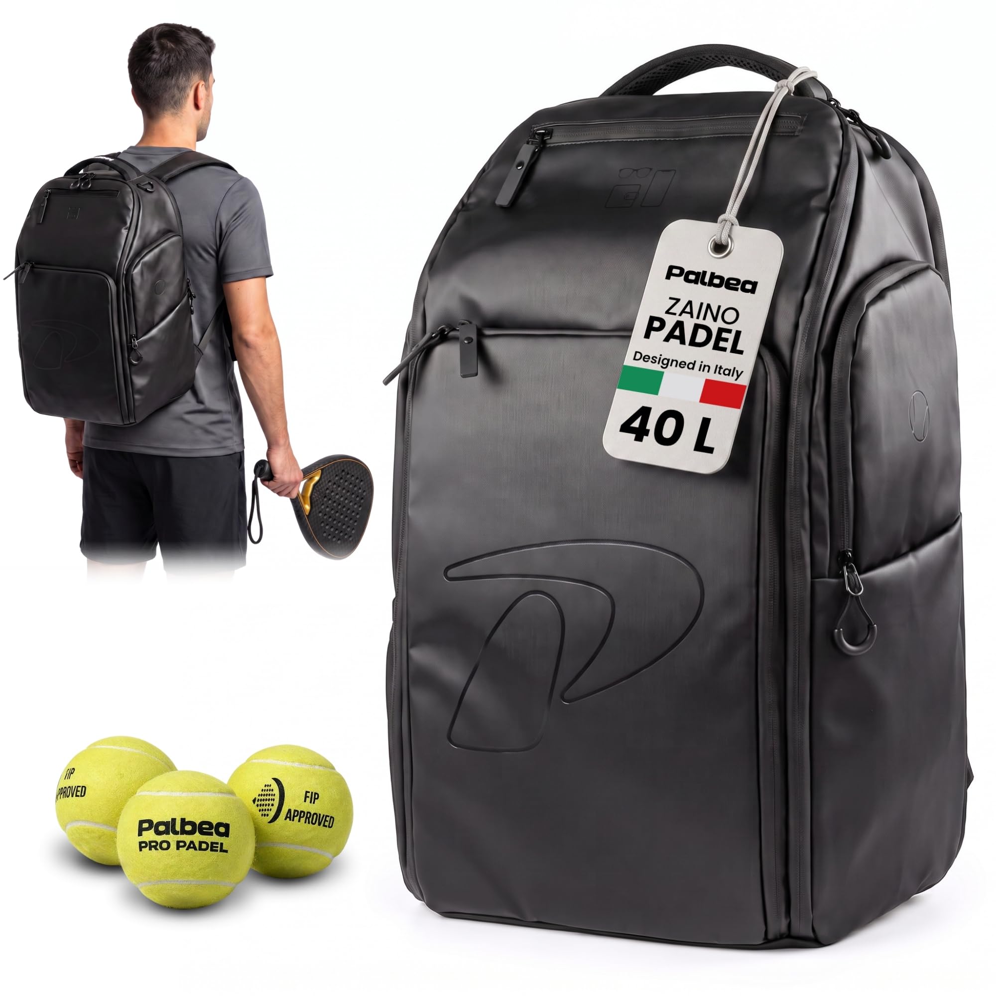 Palbea P-Bag Sac Padel 40L avec Espace pour Raquettes et Chaussures.