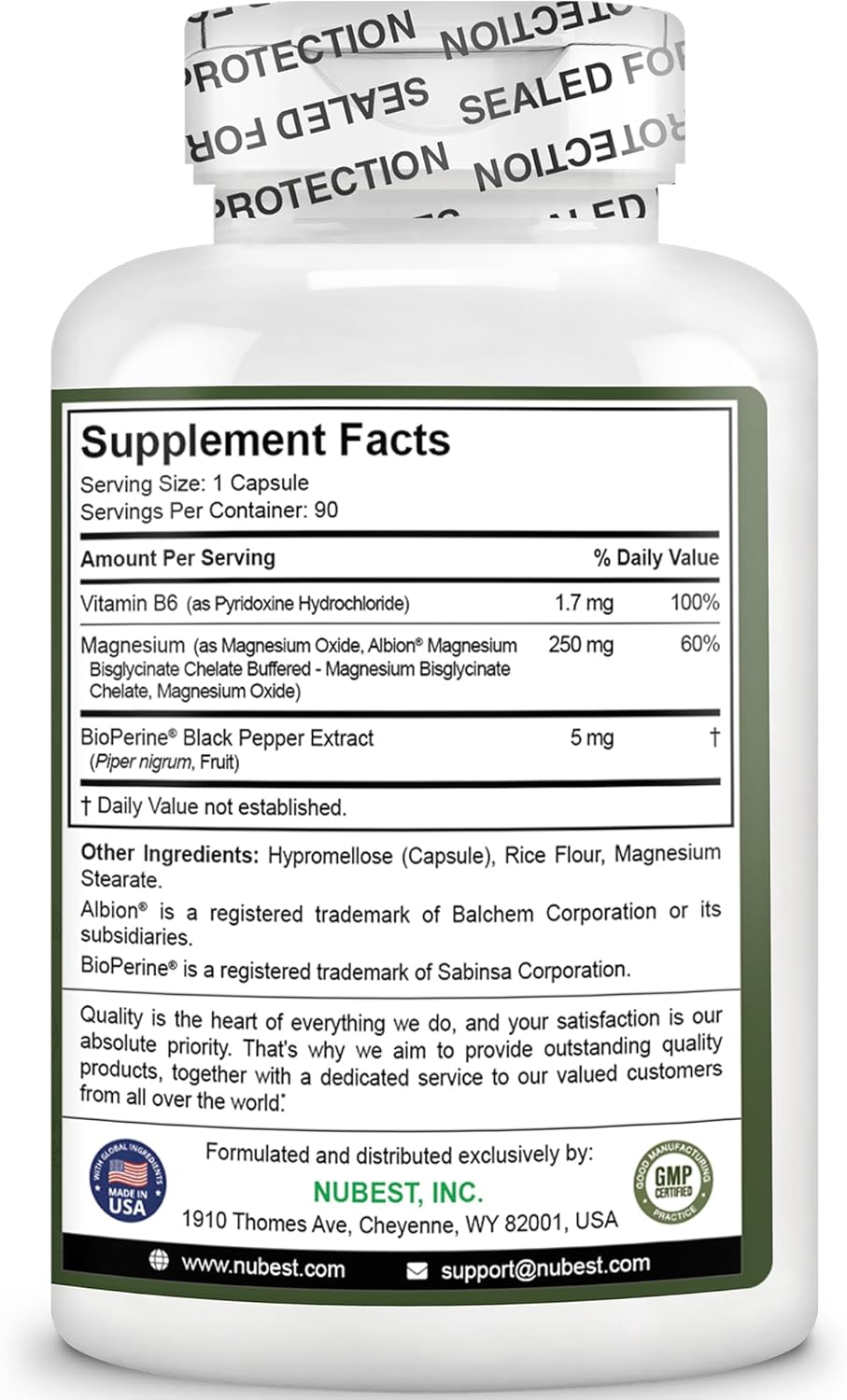 Magnesium Glycinate Chelate Complex with Albion Magnesium Bisglycinate Chelate, Vitamin B6 & BioPerine for Bone, Muscle, Natural Sleep, Nerve Function, Brain Booster | 3 Months Supply - Image 8