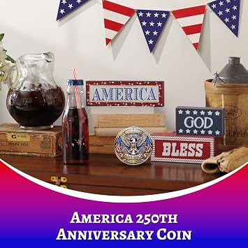 2Pcs America 250th Anniversary Coin 3D Engraved 1776 to 2026 250 Years of Freedom Commemorative Coins American Greatness Coin Gifts for July 4Th Independence Day USA Party D-Day Decoration (Medal)