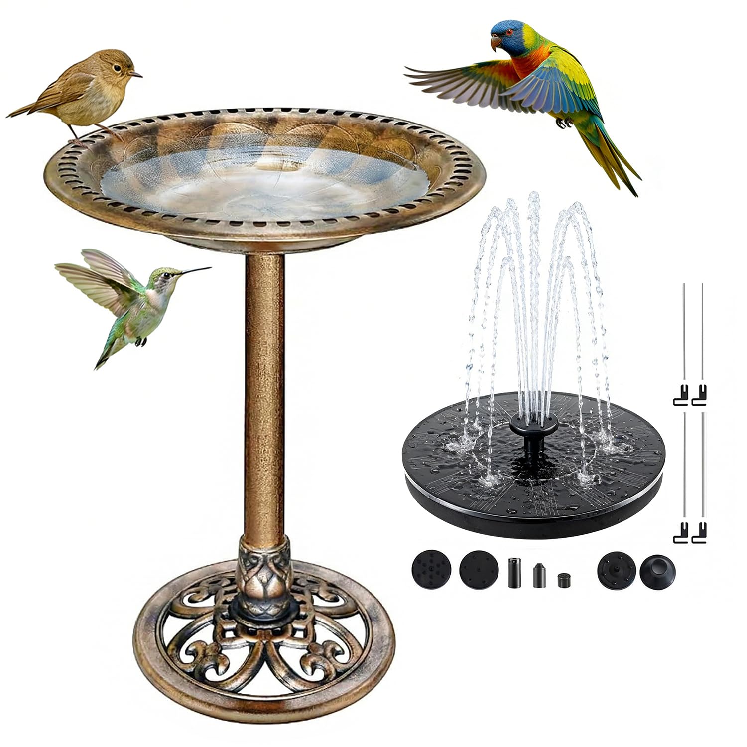 Aiddwrron Bird Bath with Solar Fountain